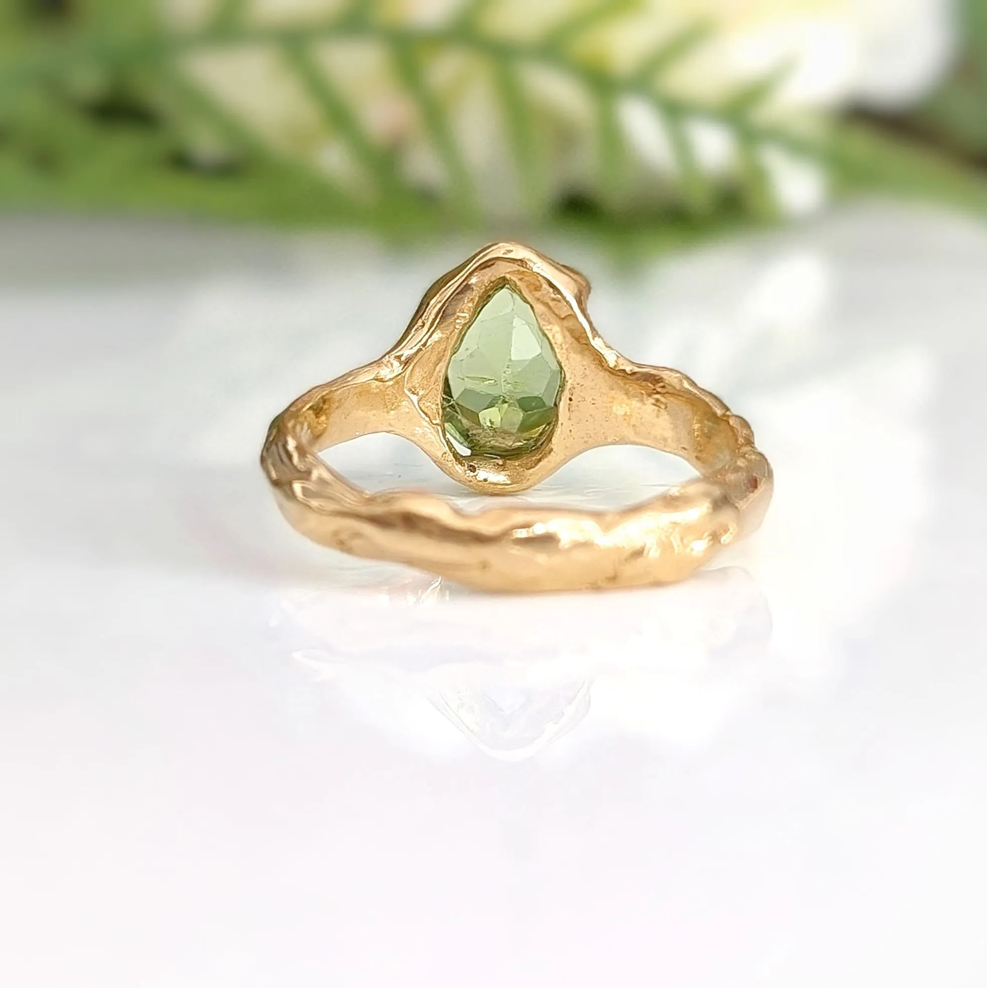 Peridot ring in Solid 14k Gold