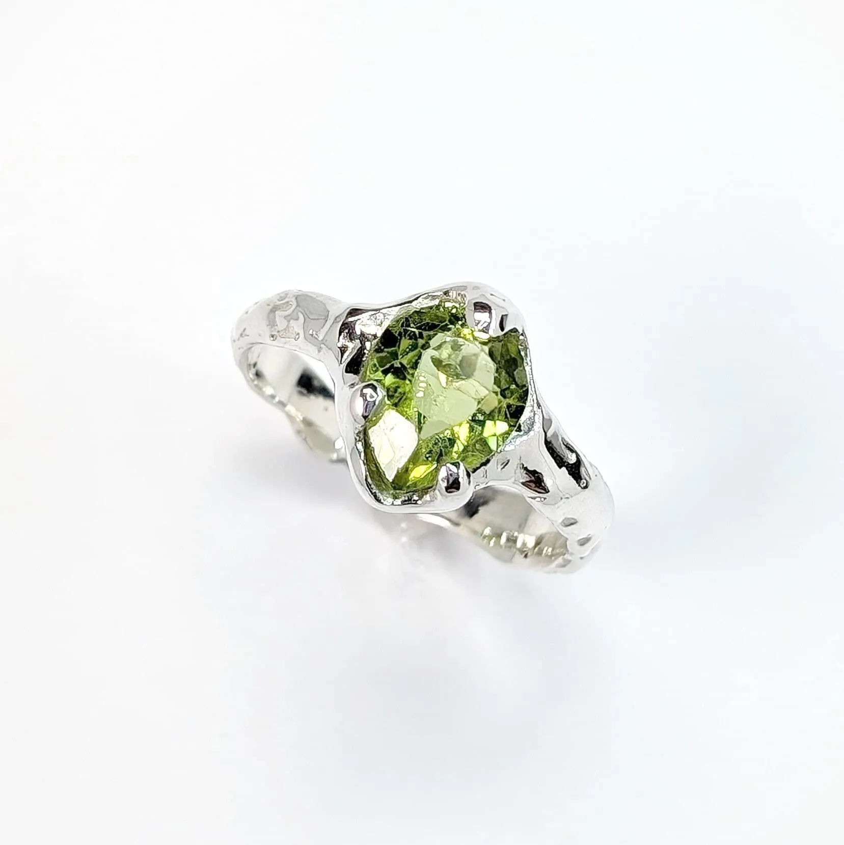 Peridot ring in Solid 14k Gold