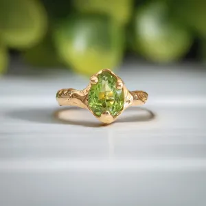 Peridot ring in Solid 14k Gold
