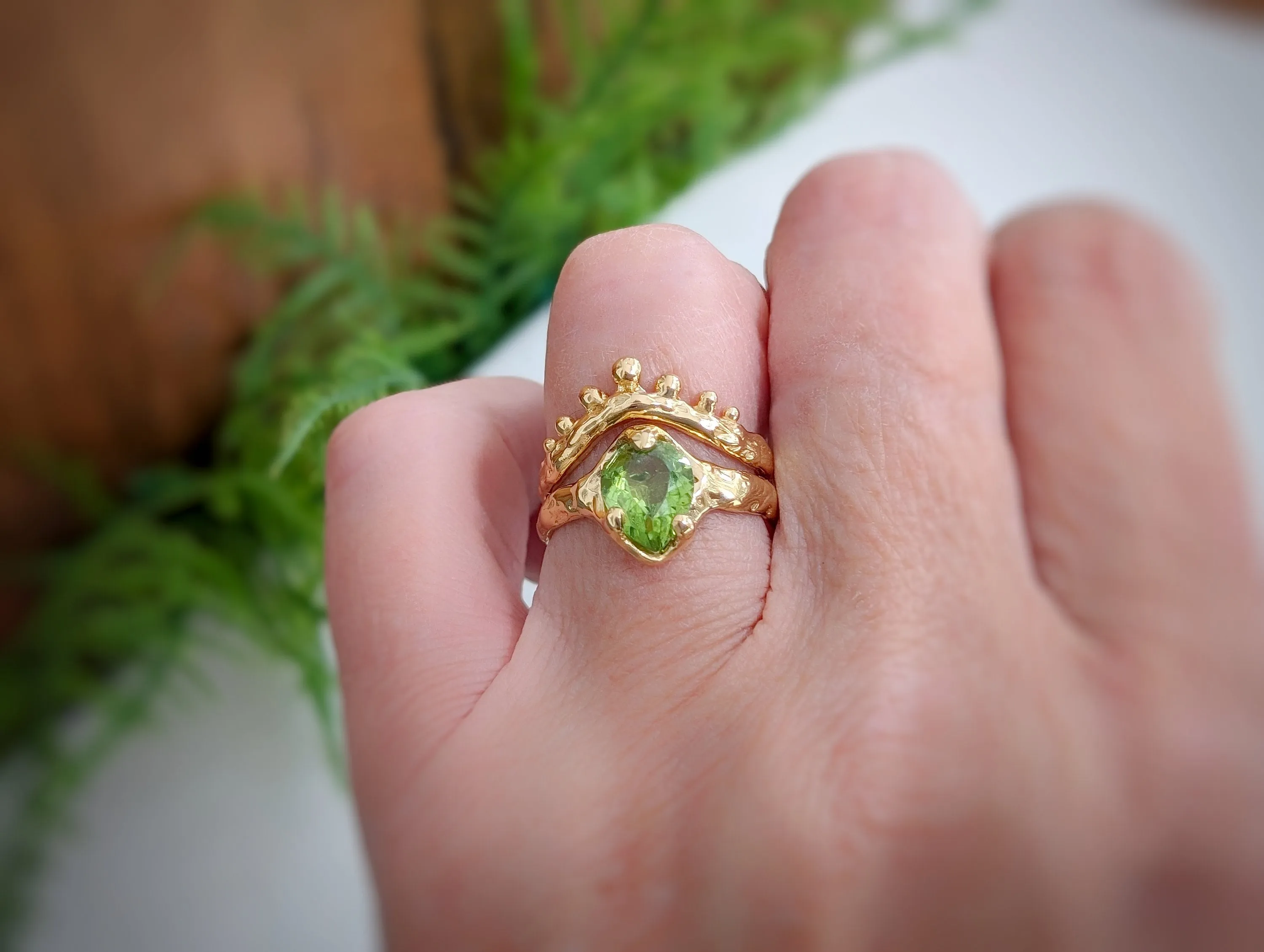 Peridot ring in Solid 14k Gold