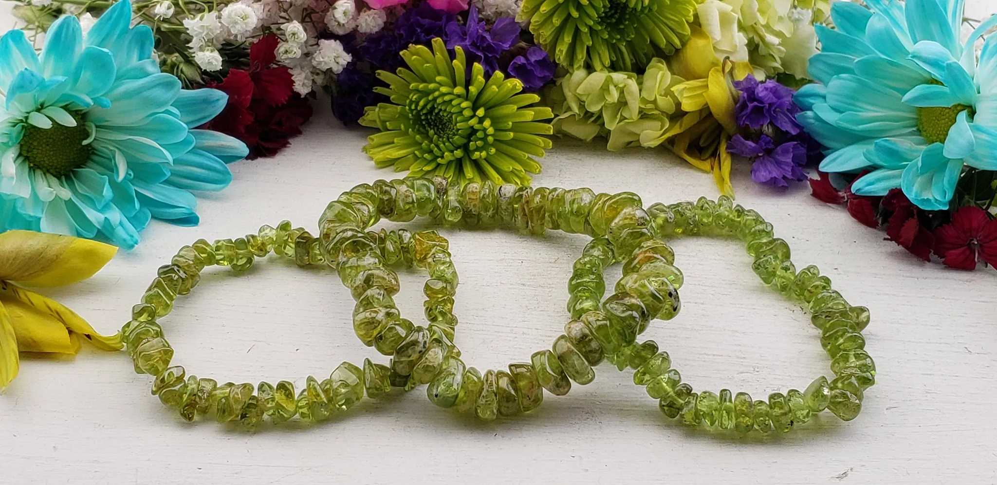 Peridot Stone Natural Crystal Chip Bead Bracelet
