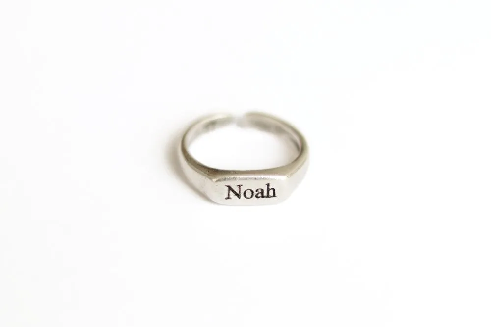 Personalized ring for men, Men's Ring with Engraved Name, Silver Initial ring for him, Gift for Father Husband, adjustable custom ring
