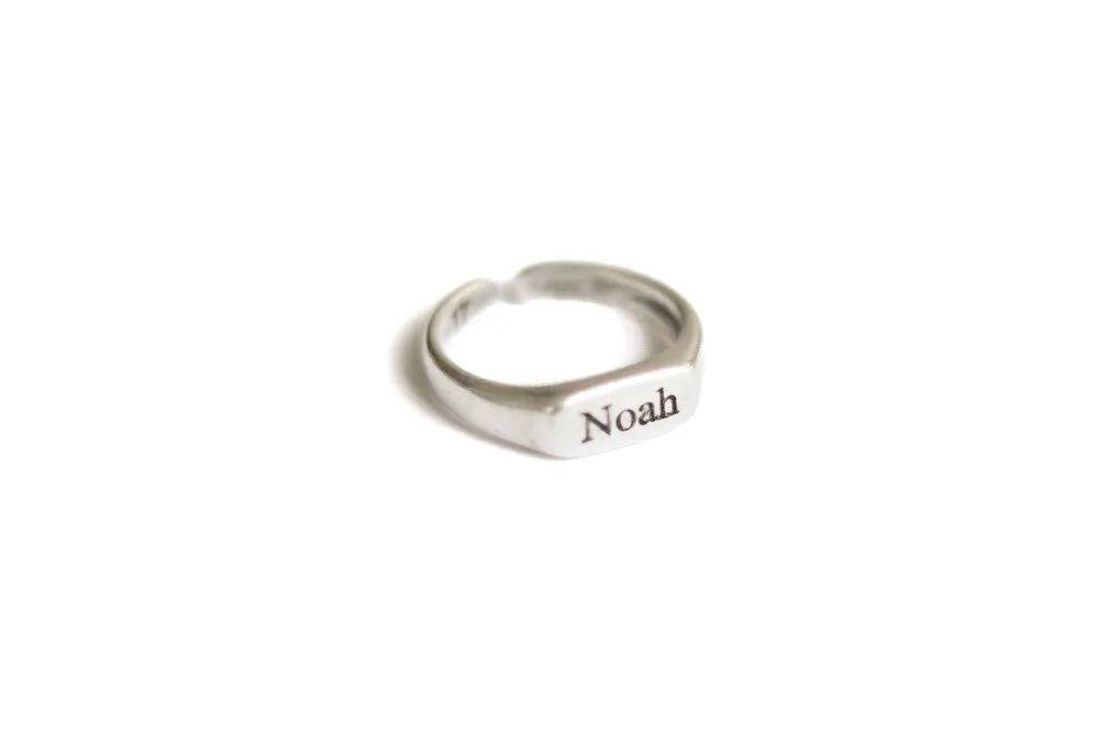 Personalized ring for men, Men's Ring with Engraved Name, Silver Initial ring for him, Gift for Father Husband, adjustable custom ring