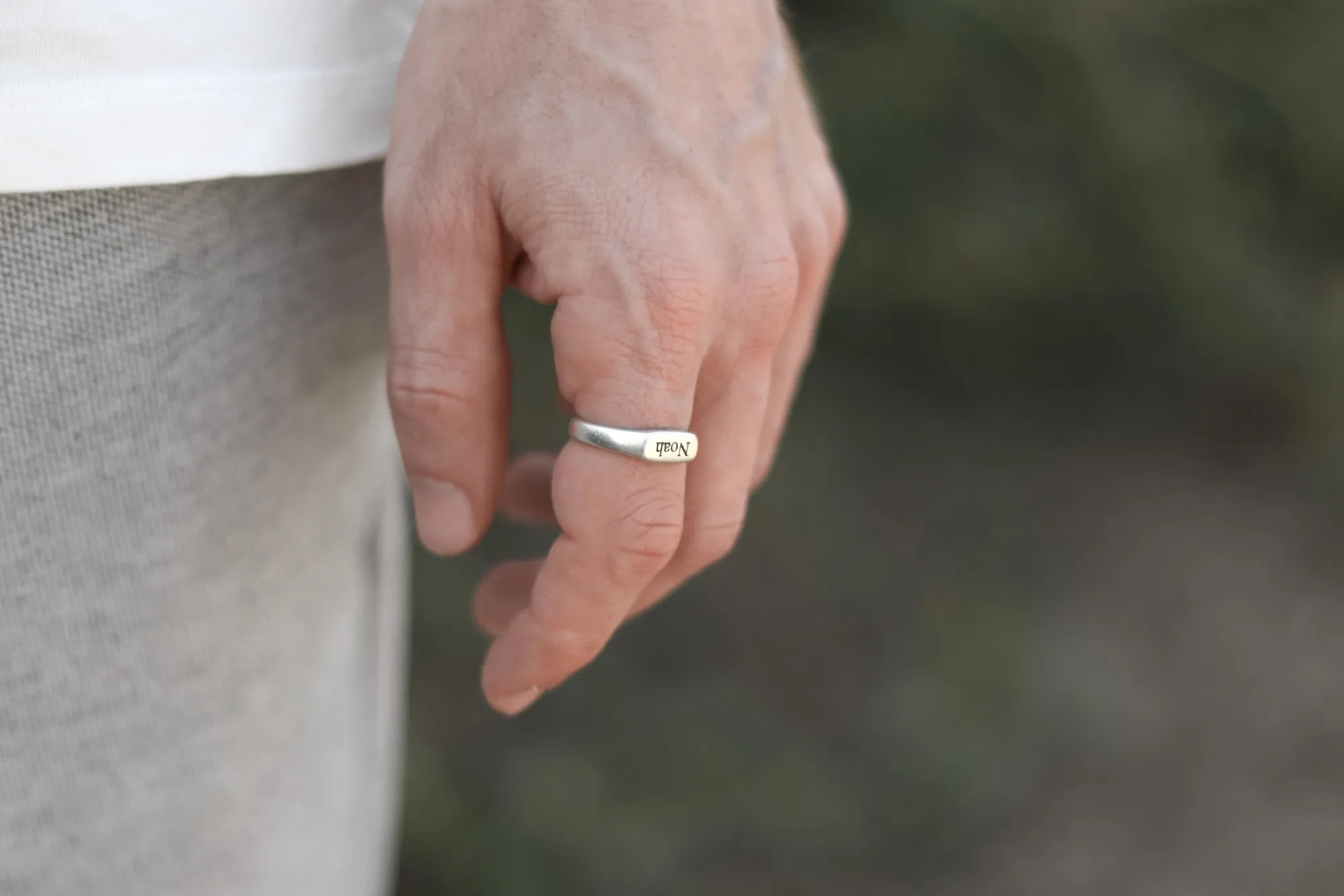 Personalized ring for men, Men's Ring with Engraved Name, Silver Initial ring for him, Gift for Father Husband, adjustable custom ring
