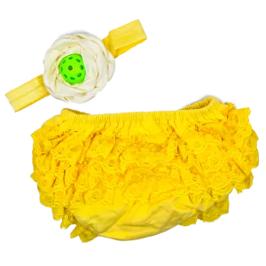 Pickleball Baby Headband And Yellow Bloomer Set | Infant Pickleball Gift