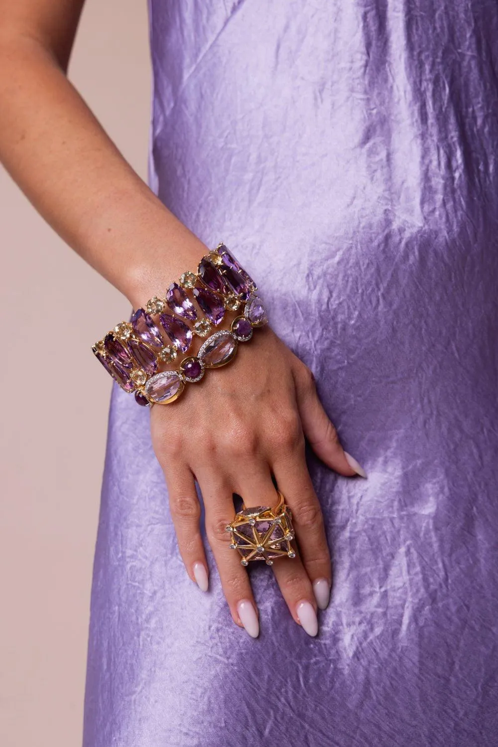 Pink Amethyst Diamond Bracelet