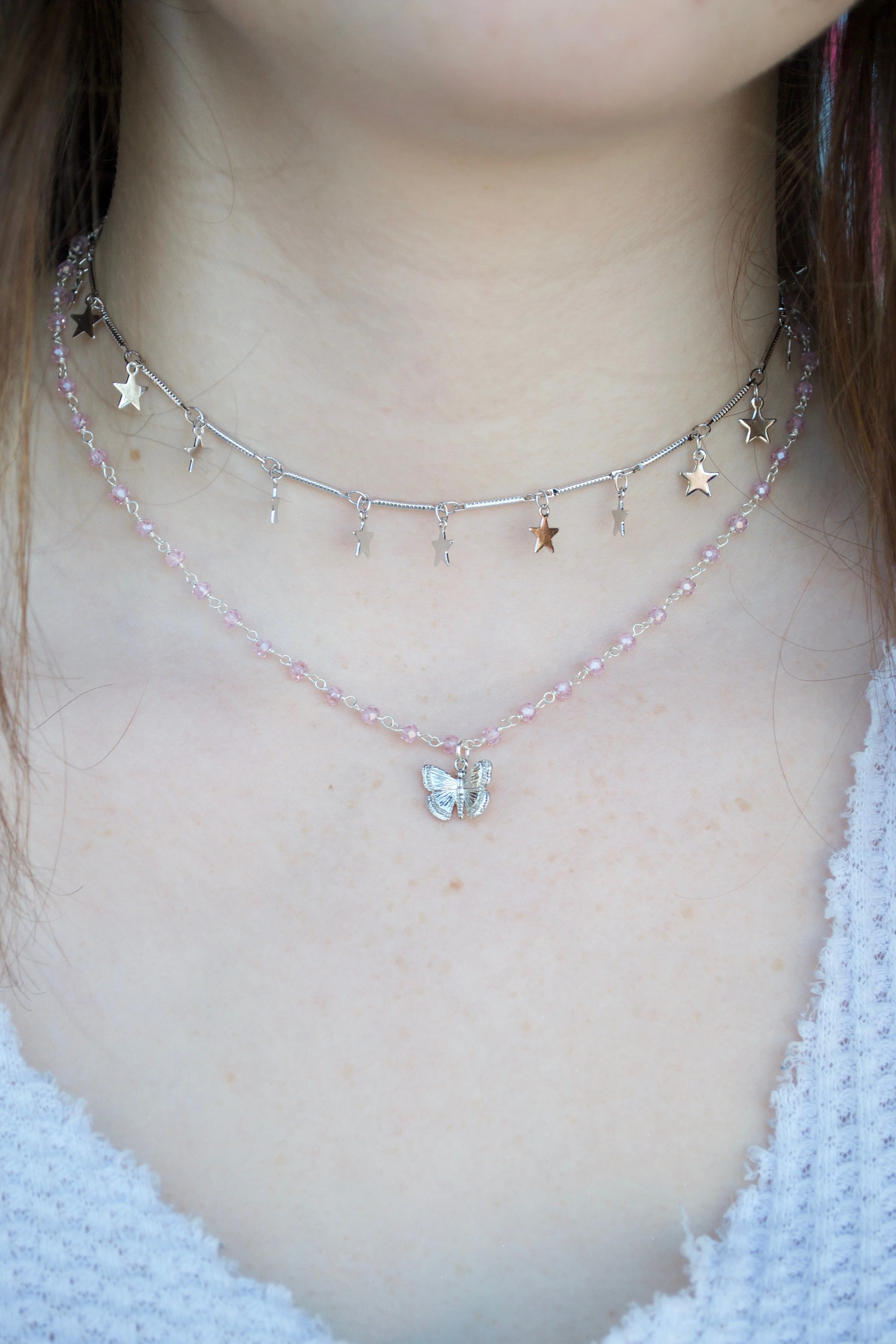 Pink Silver Butterfly