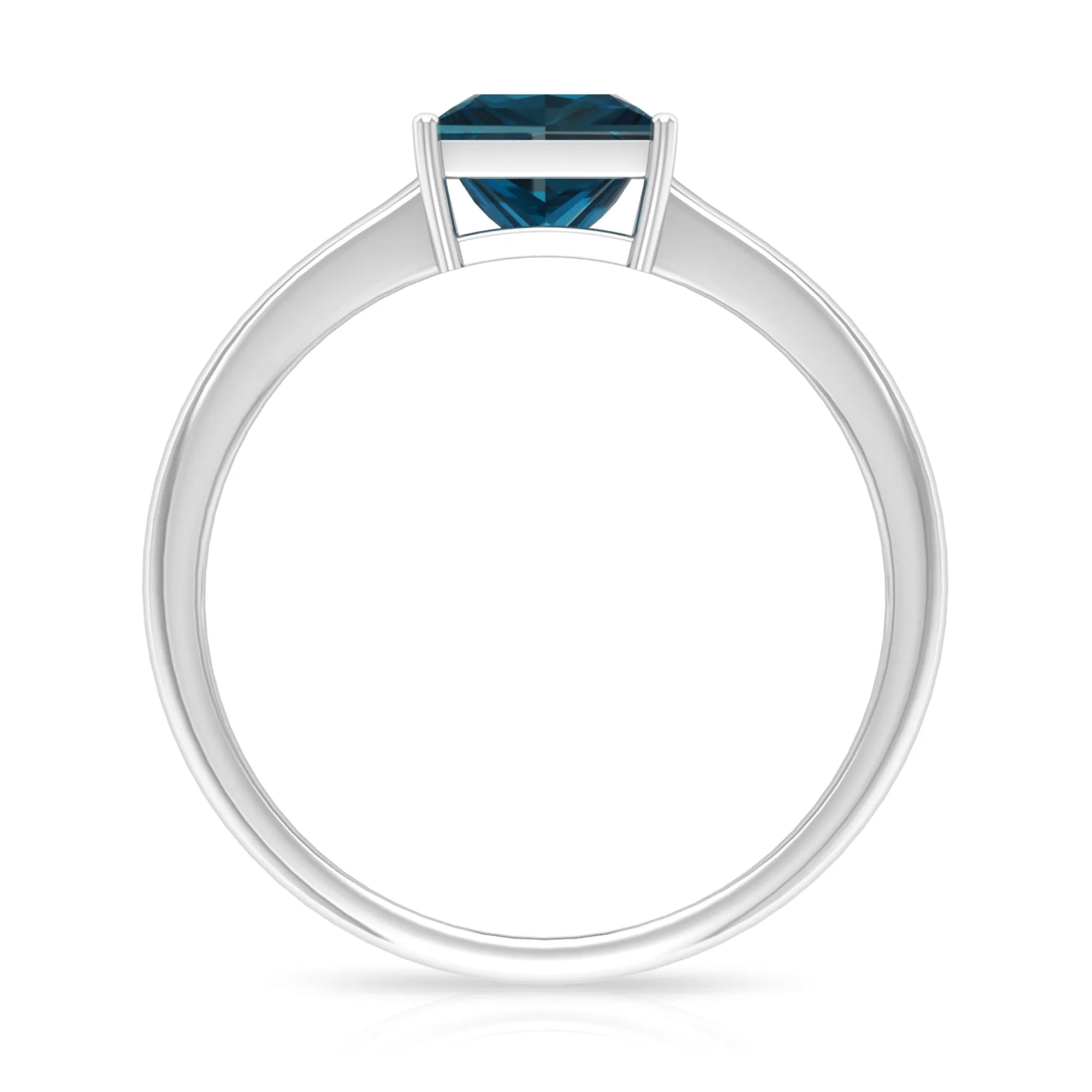 Princess Cut London Blue Topaz Solitaire Engagement Ring