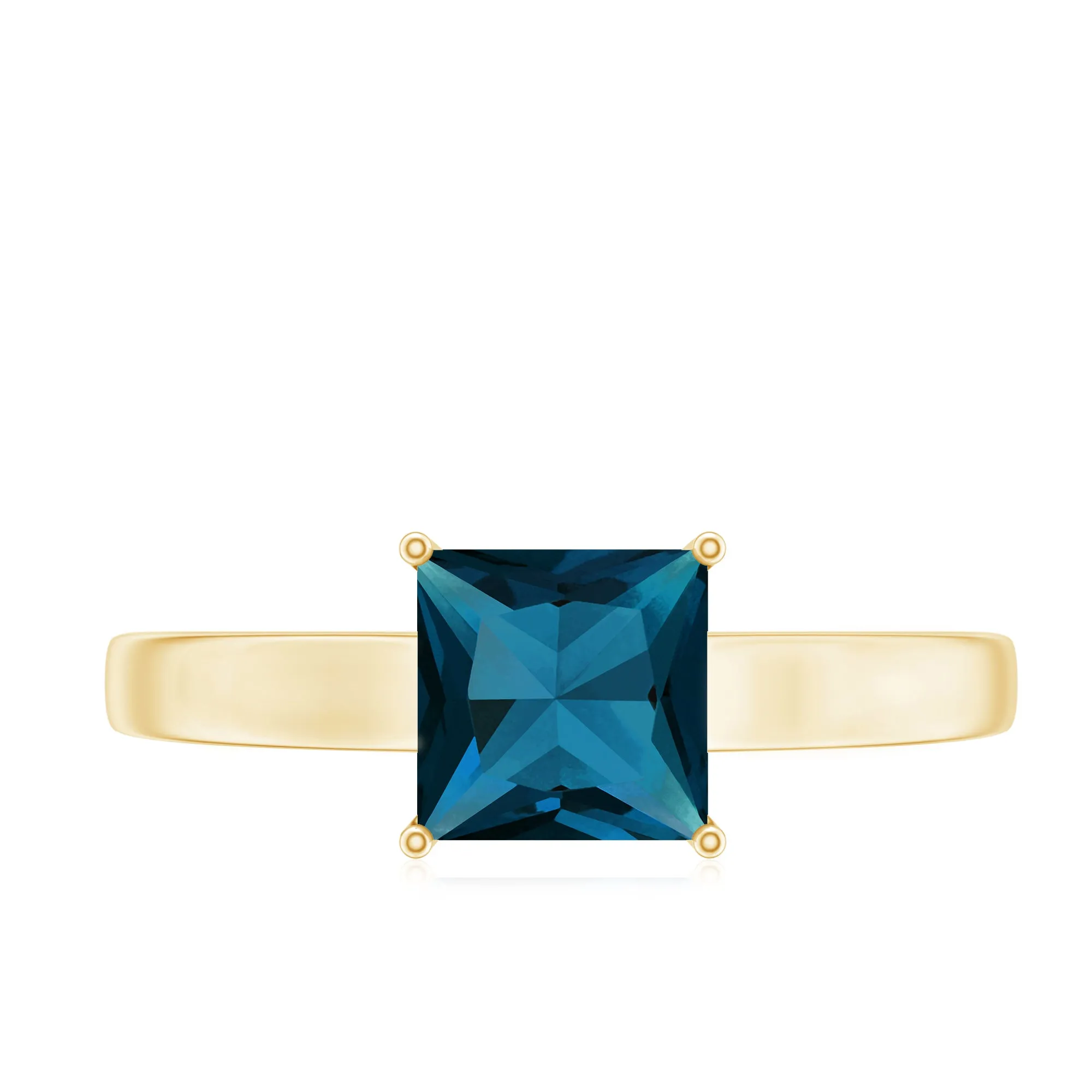 Princess Cut London Blue Topaz Solitaire Engagement Ring