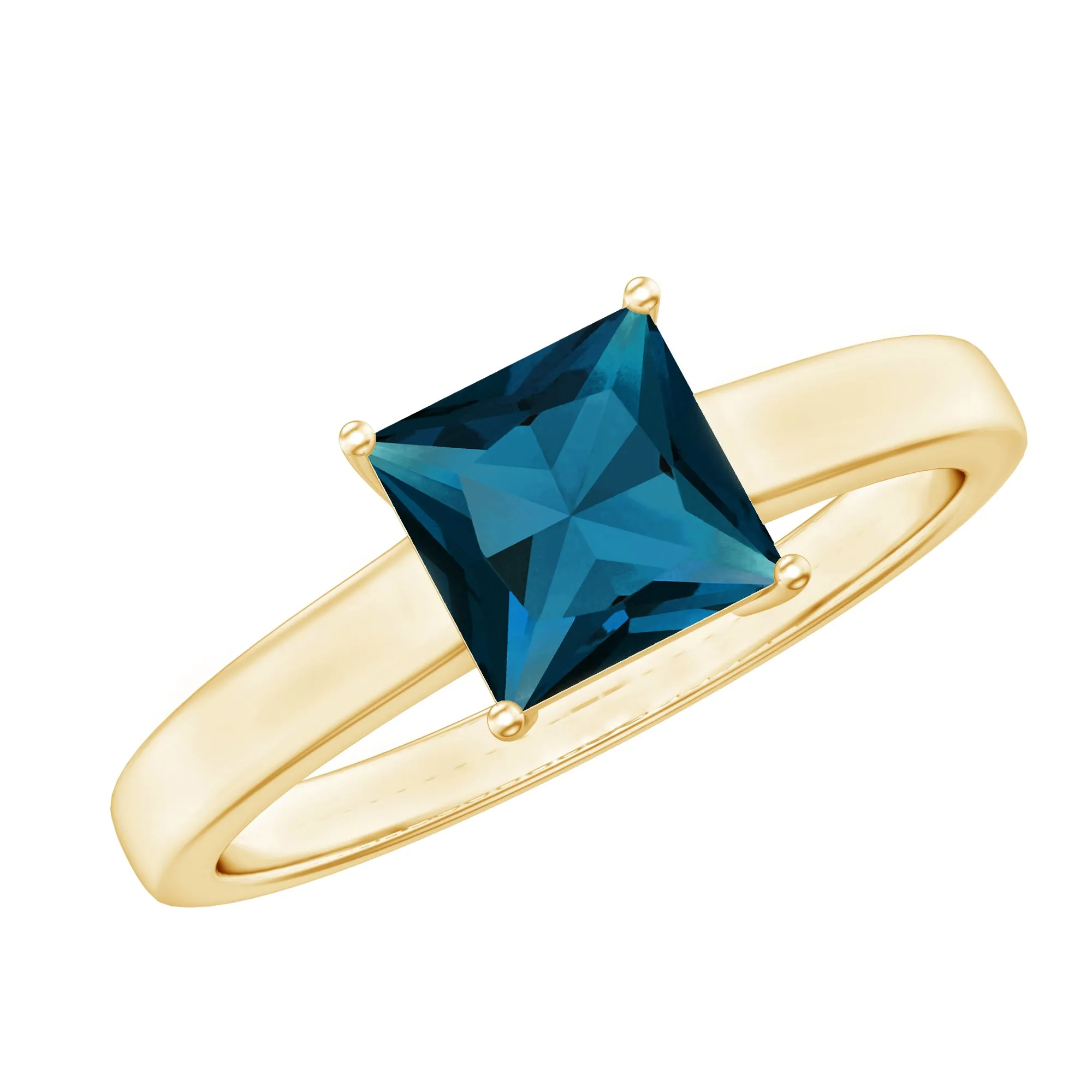 Princess Cut London Blue Topaz Solitaire Engagement Ring