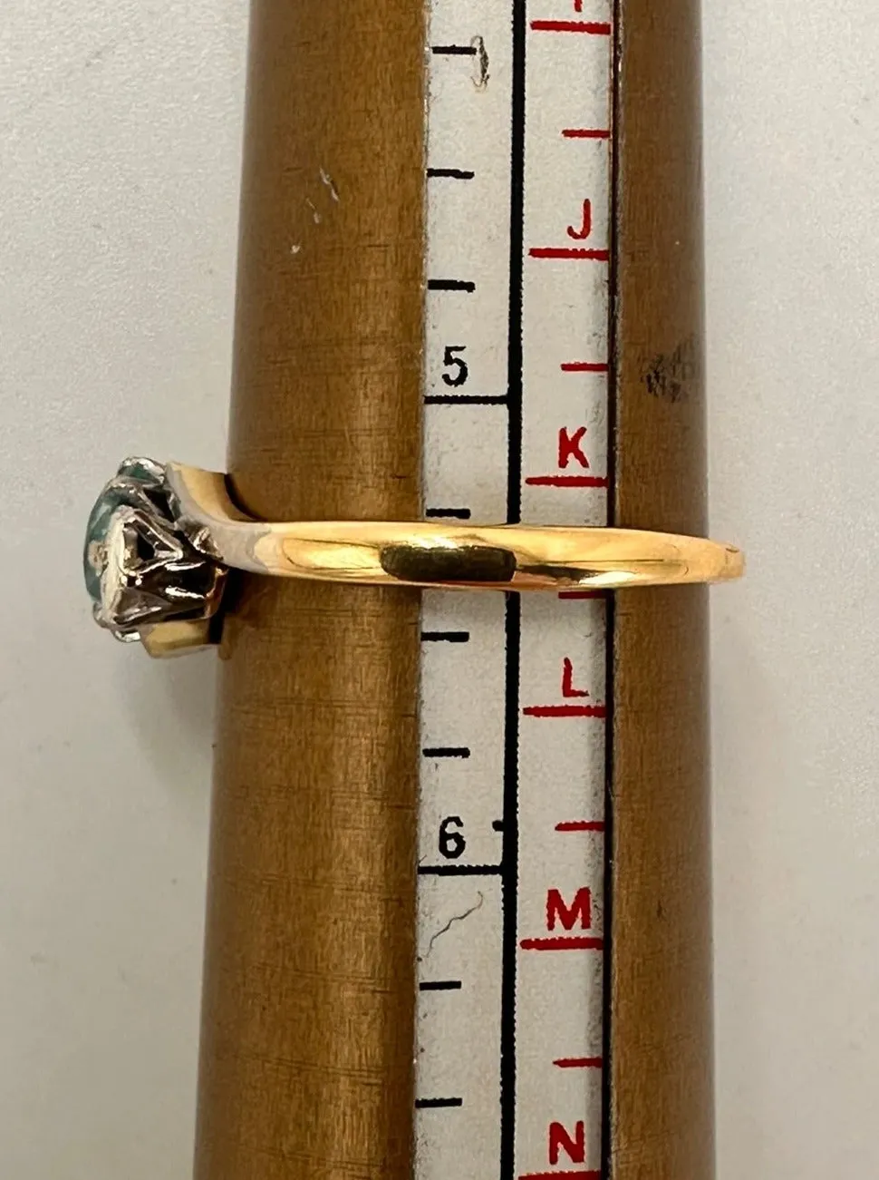 Radiant Elegance: 14ct Yellow & White Gold Ring with Zircon & Diamond Accents