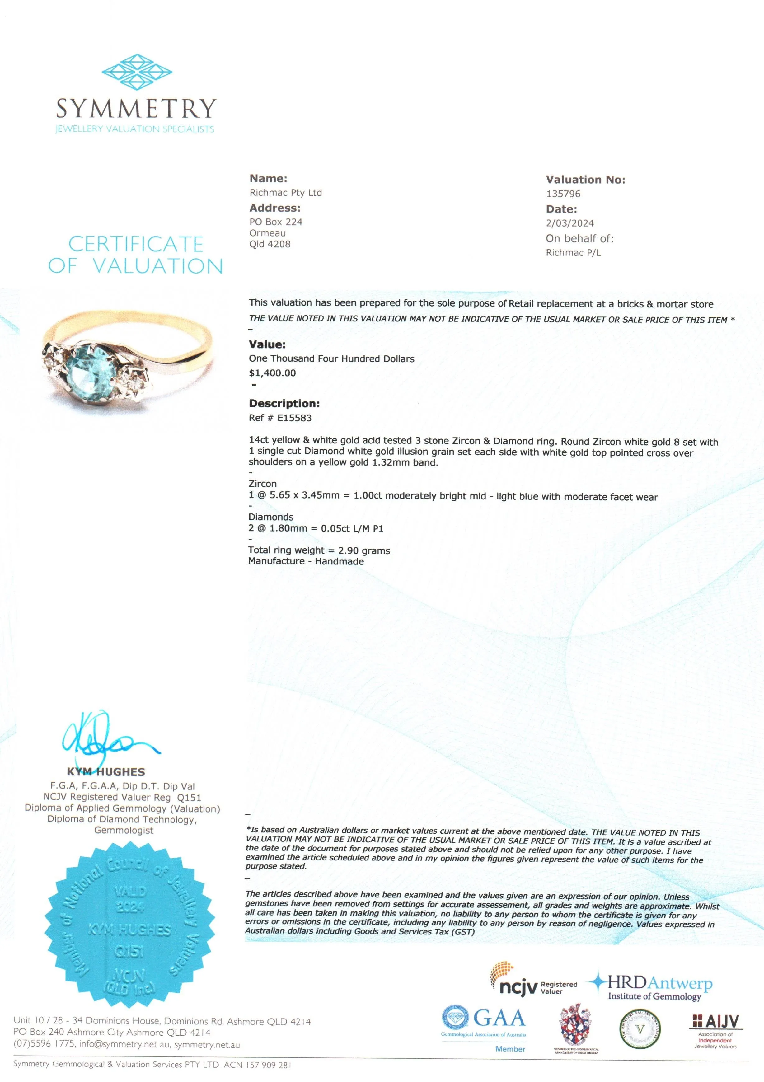 Radiant Elegance: 14ct Yellow & White Gold Ring with Zircon & Diamond Accents