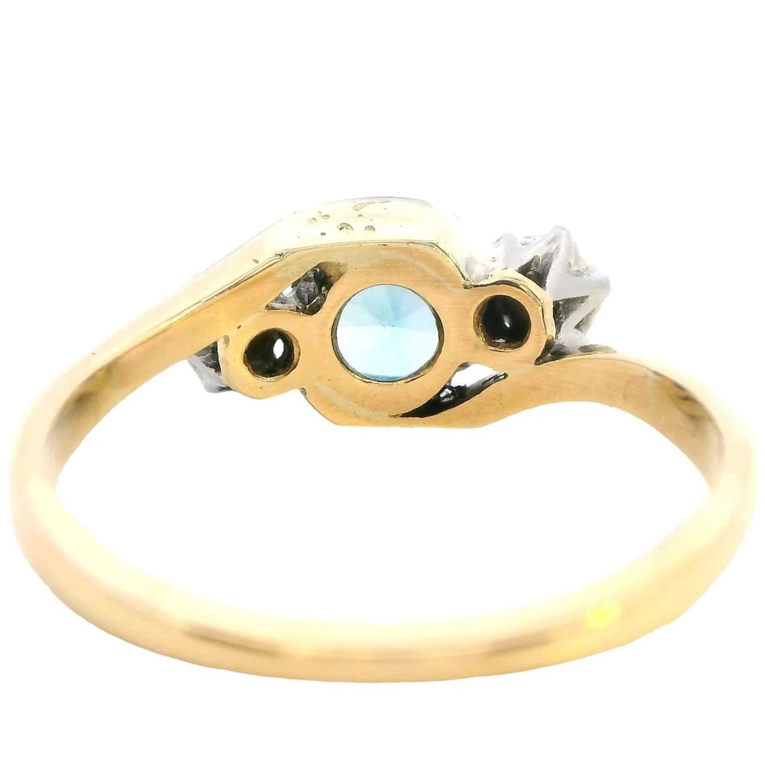 Radiant Elegance: 14ct Yellow & White Gold Ring with Zircon & Diamond Accents