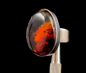 RED AMBER Ring - Sterling Silver, Size 8  - Amber Stone, Crystal Ring, Fine Jewelry, Healing Crystals and Stones,  52640