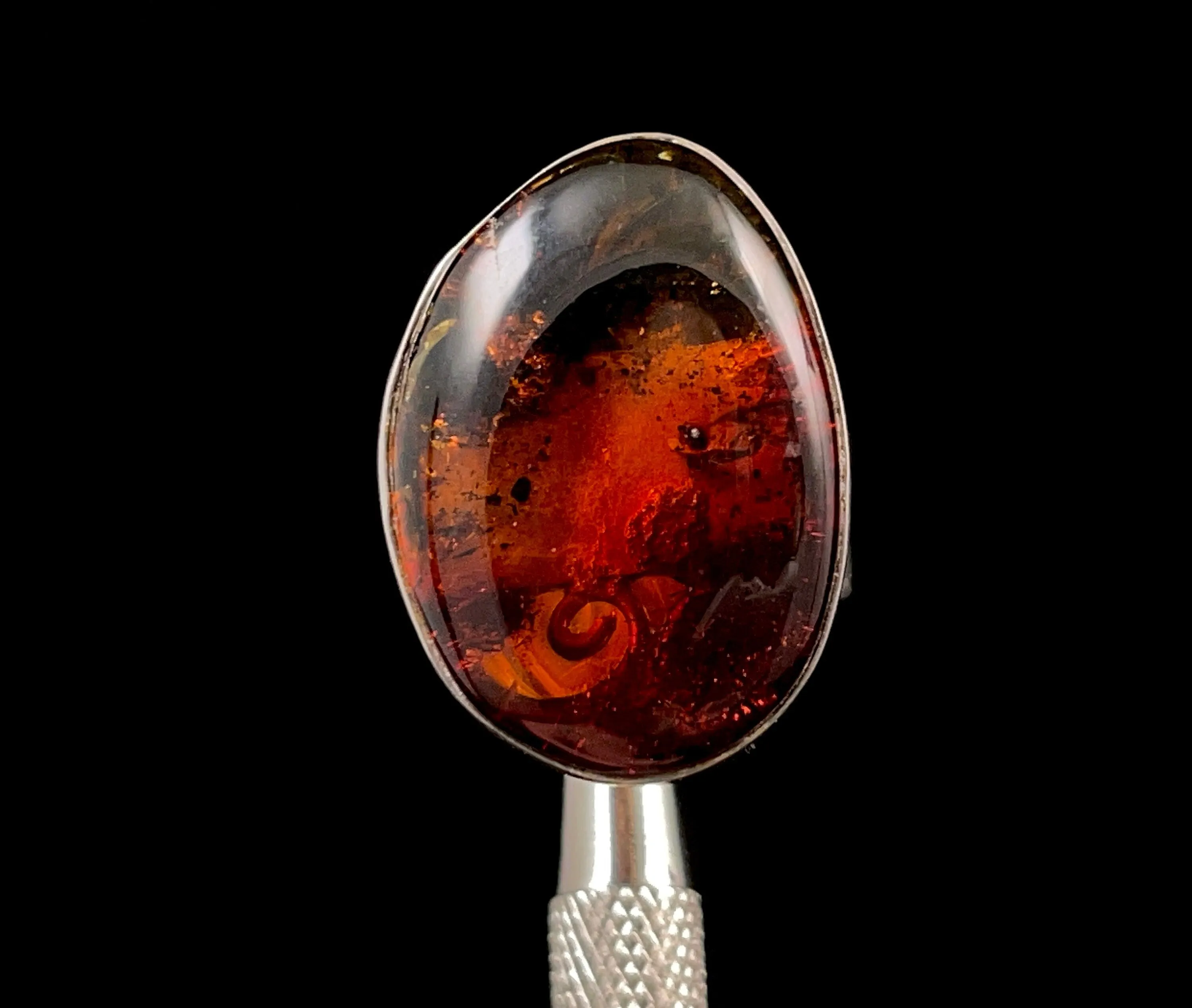 RED AMBER Ring - Sterling Silver, Size 8  - Amber Stone, Crystal Ring, Fine Jewelry, Healing Crystals and Stones,  52640