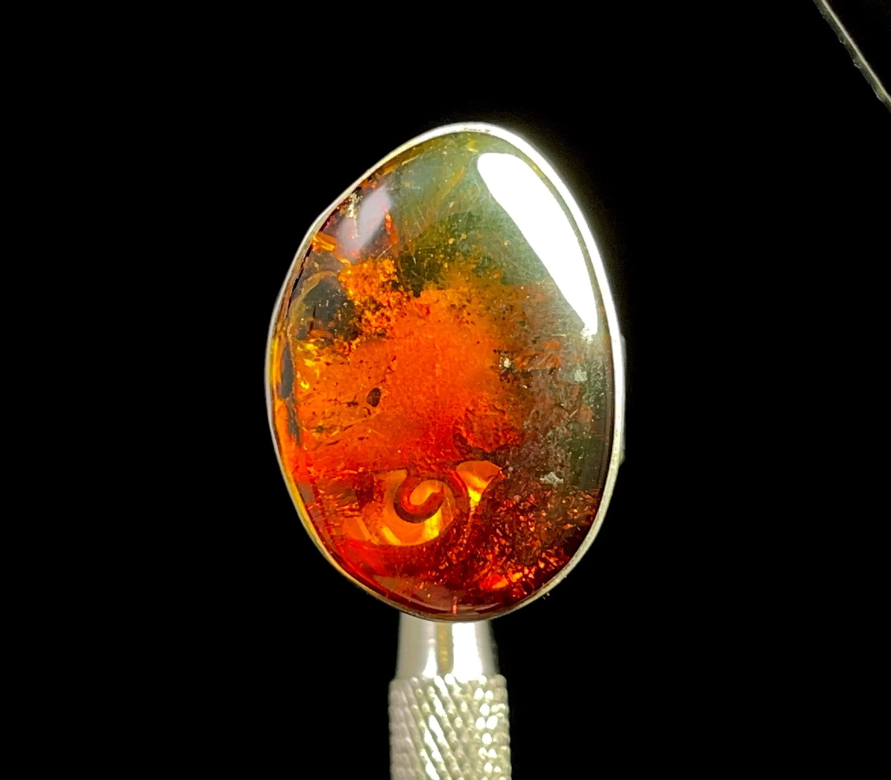 RED AMBER Ring - Sterling Silver, Size 8  - Amber Stone, Crystal Ring, Fine Jewelry, Healing Crystals and Stones,  52640