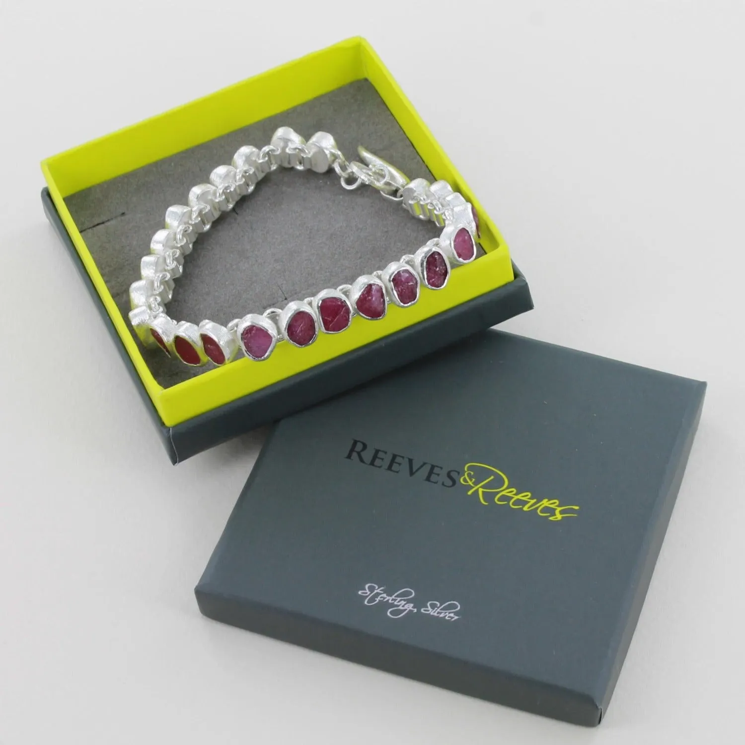 Rough Stone Ruby Bracelet in Sterling Silver