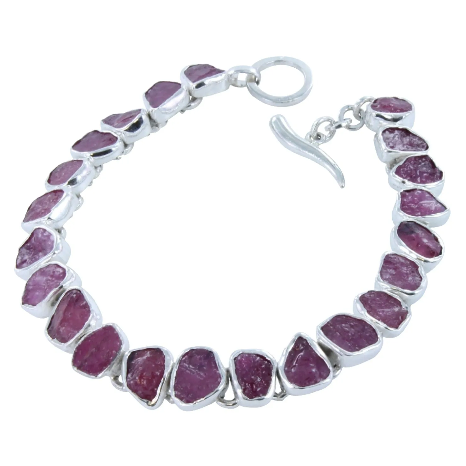 Rough Stone Ruby Bracelet in Sterling Silver