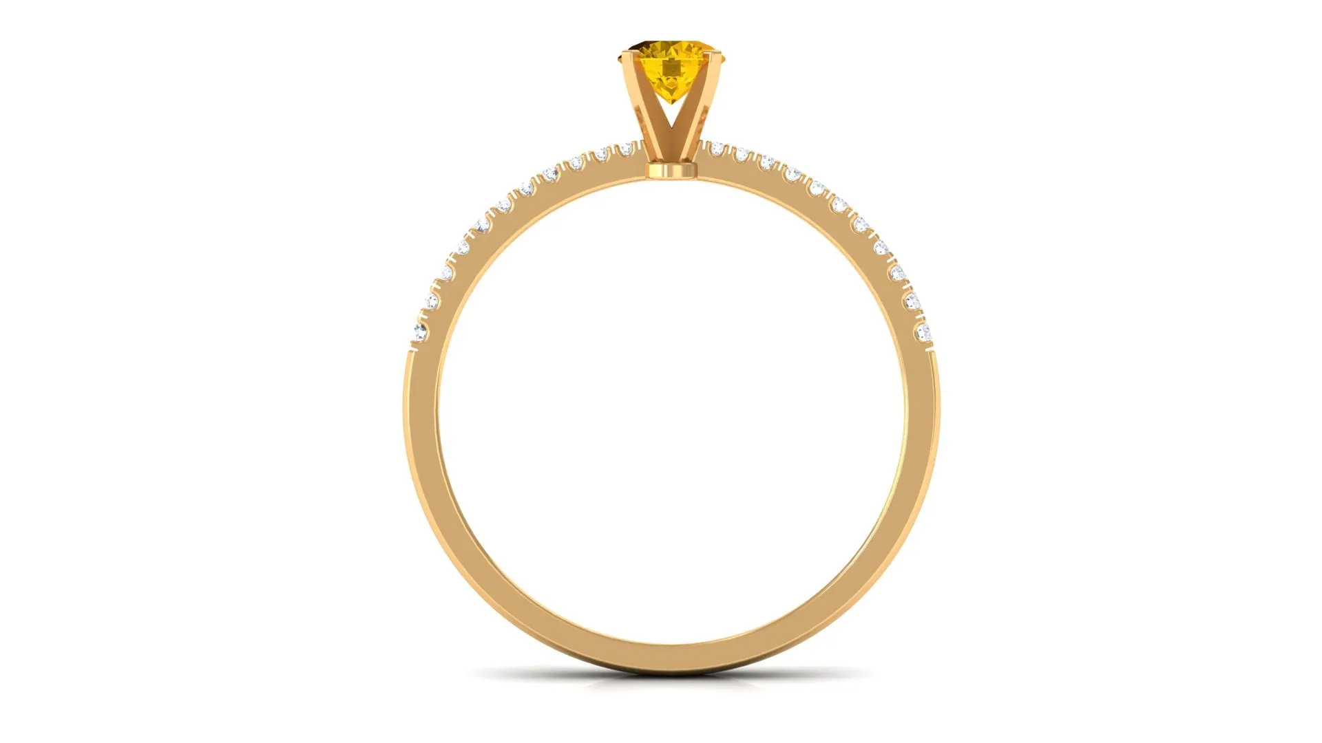 Round Yellow Sapphire and Diamond Engagement Ring