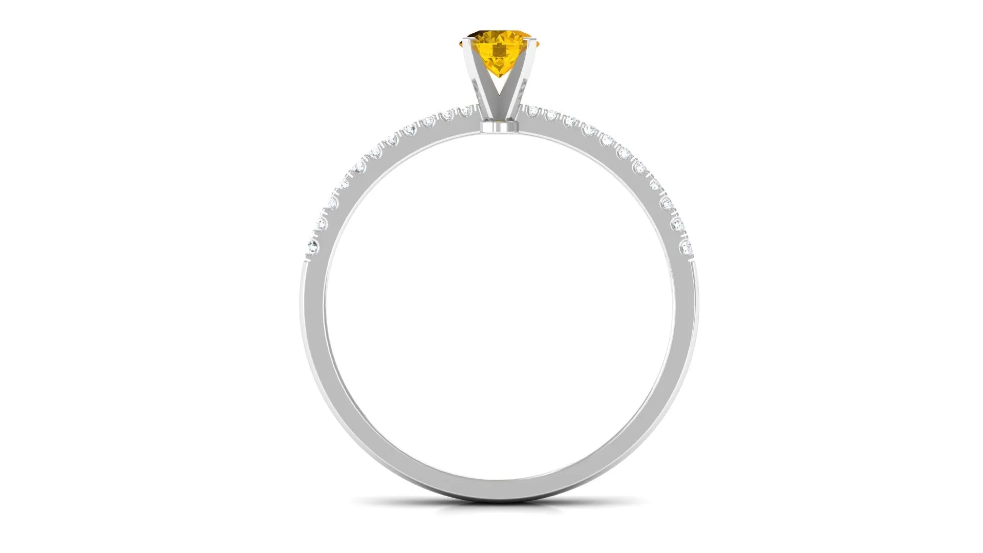 Round Yellow Sapphire and Diamond Engagement Ring