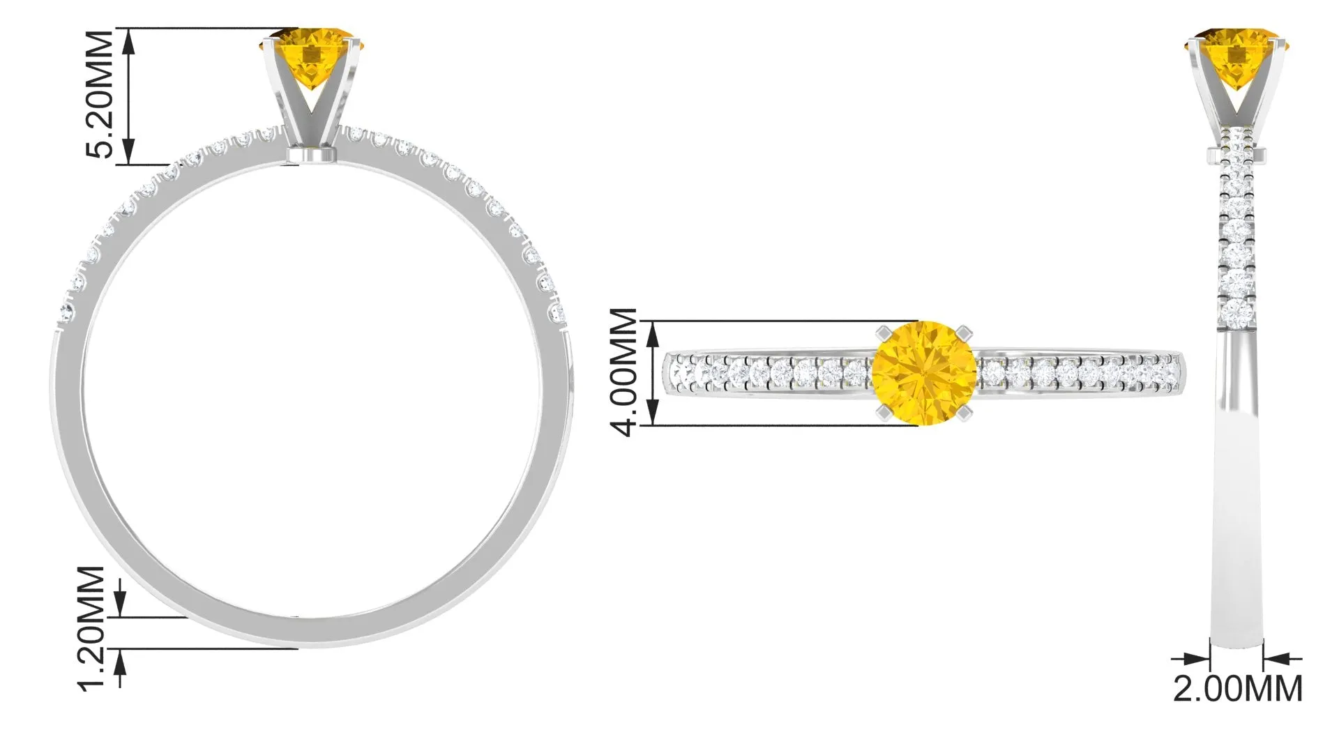 Round Yellow Sapphire and Diamond Engagement Ring