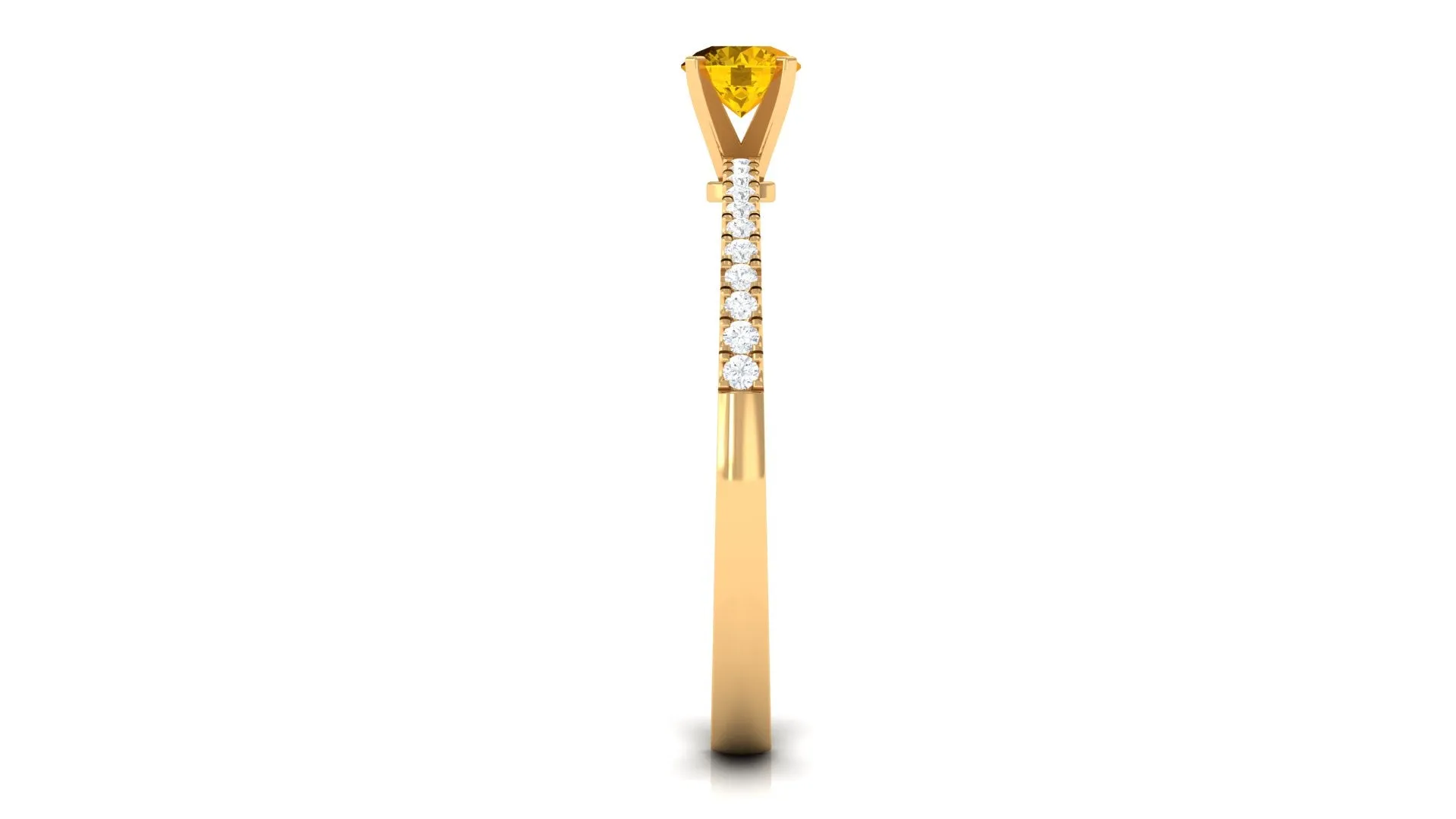 Round Yellow Sapphire and Diamond Engagement Ring