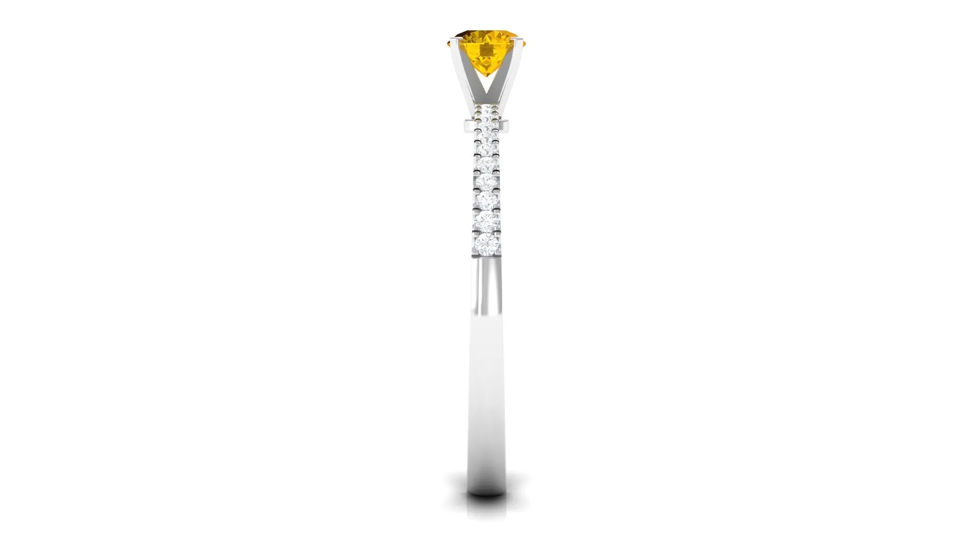 Round Yellow Sapphire and Diamond Engagement Ring