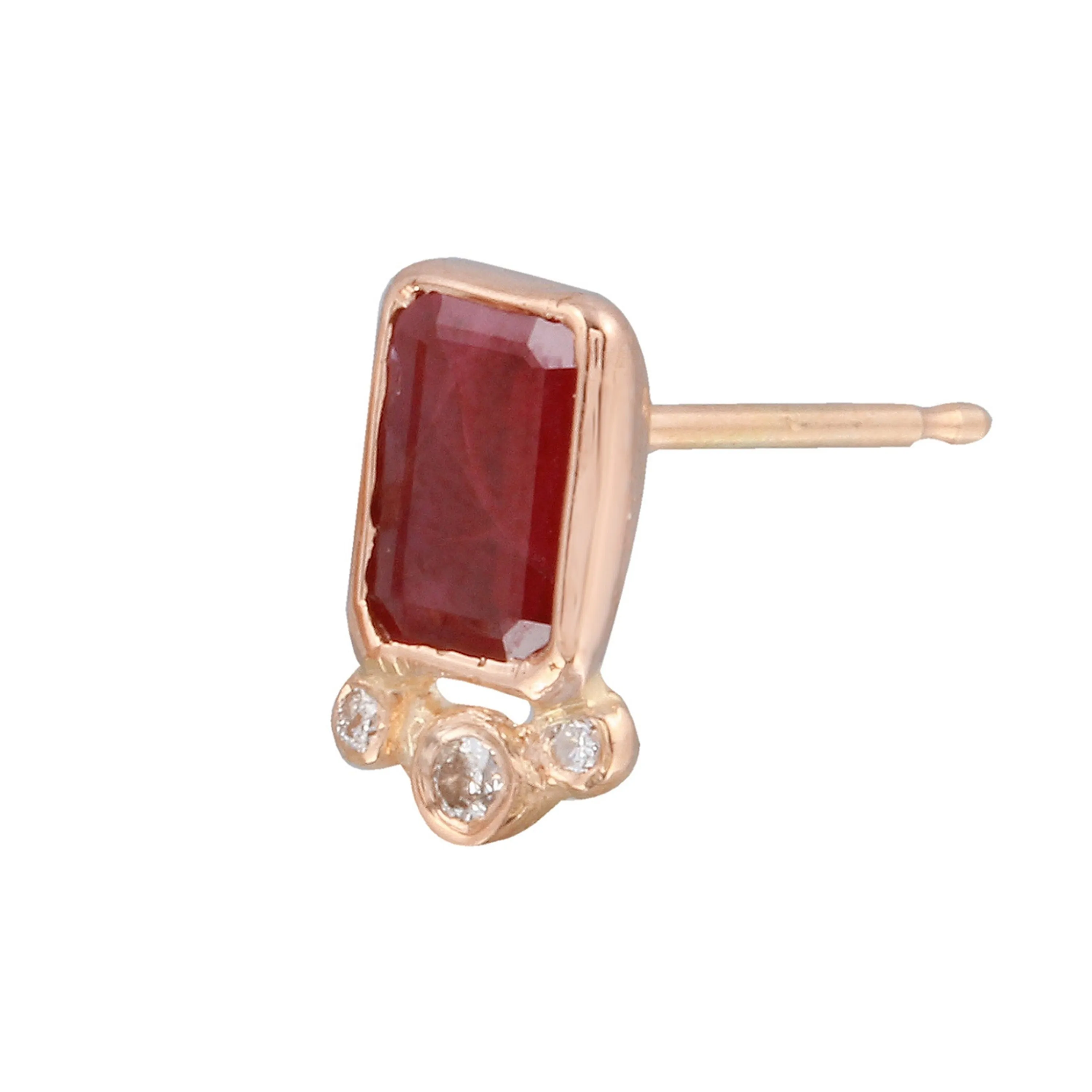 Ruby Tri-Dot Diamond Stud