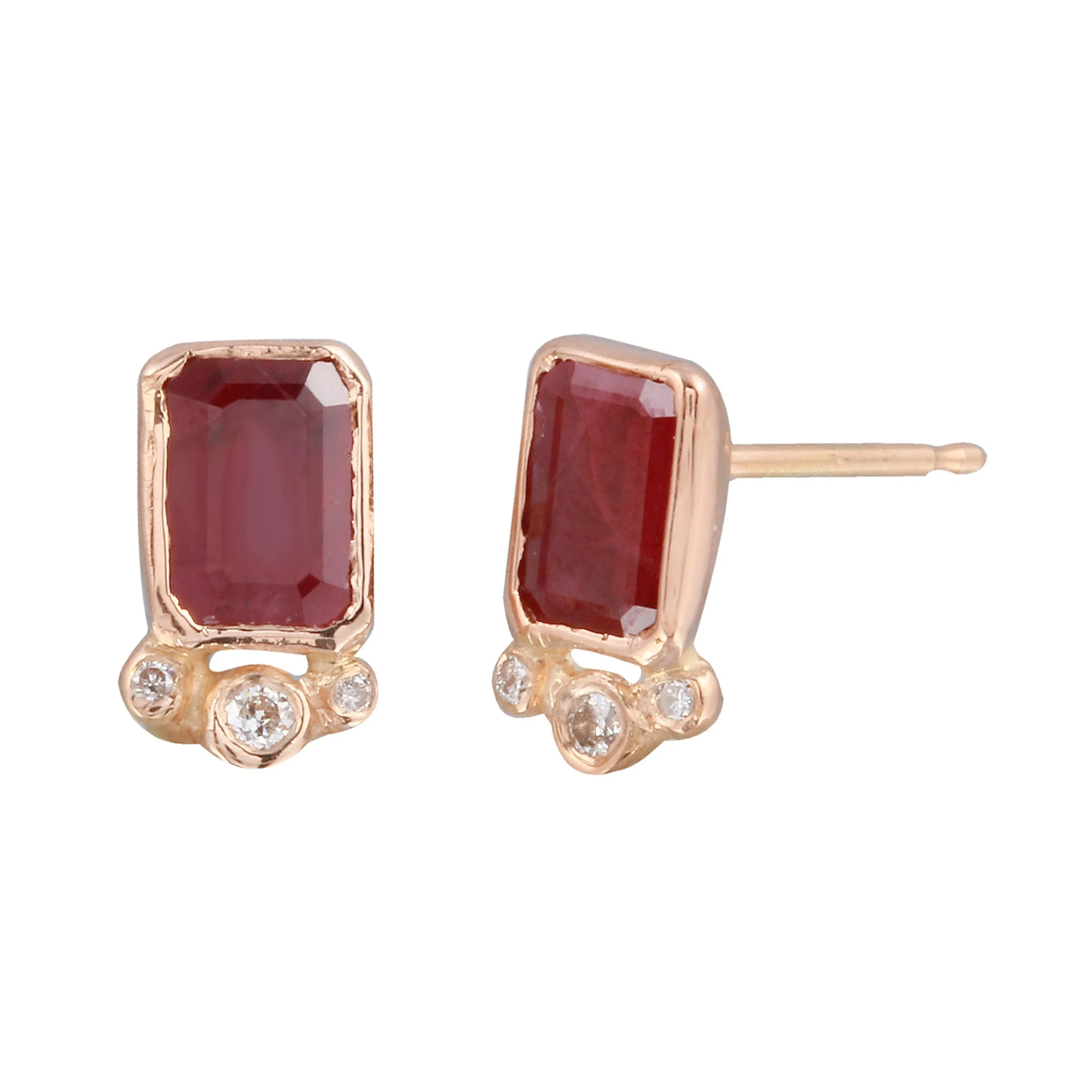 Ruby Tri-Dot Diamond Stud