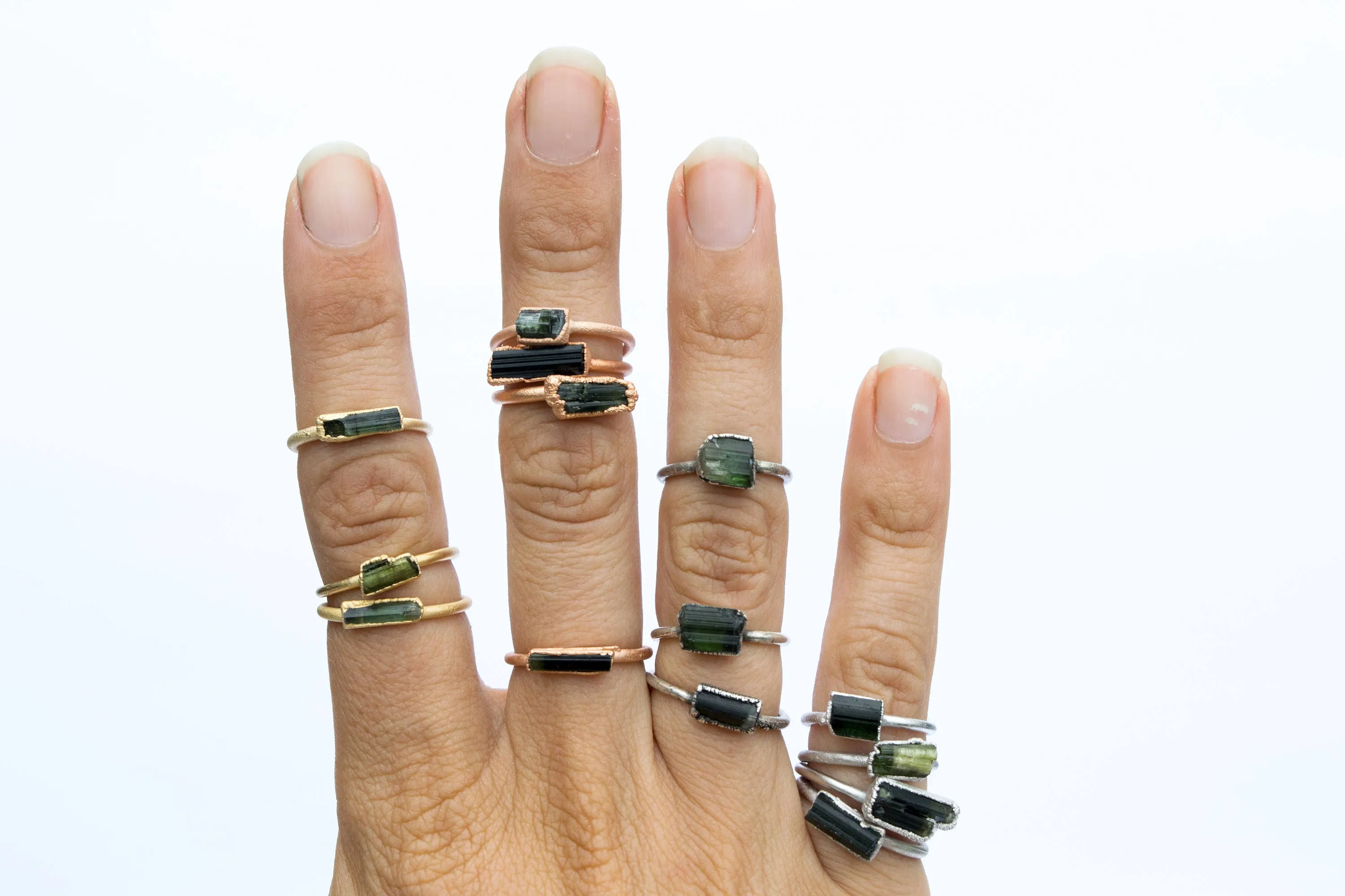 SALE Raw tourmaline ring | Green tourmaline crystal ring