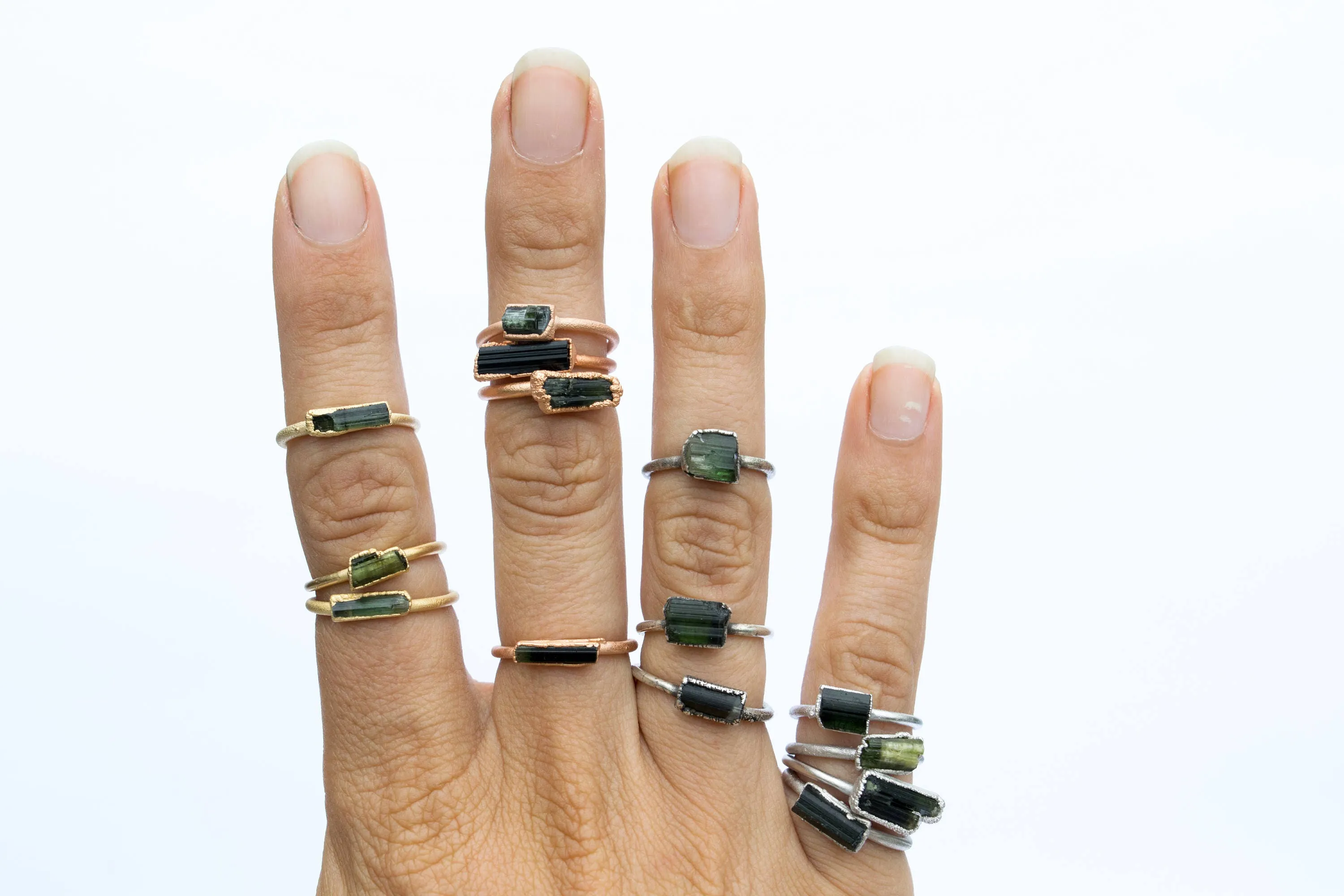 SALE Raw tourmaline ring | Green tourmaline crystal ring