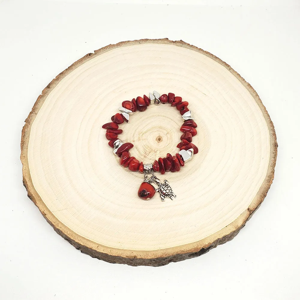 Semi-Precious Stone Bracelet with Charm - various options; by SunHeart Rises