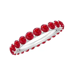 Shared Prong Set Round Created Ruby Full Eternity Band Ring