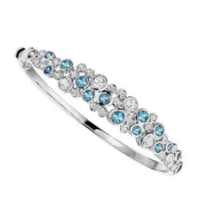 Silver blue topaz cz bubble bangle
