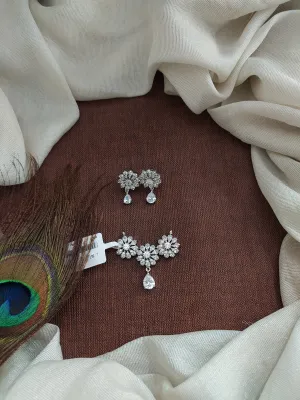 Silver (Rhodium) Finish Zircon Mangalsutra Pendant Set – Karwa Chauth Special