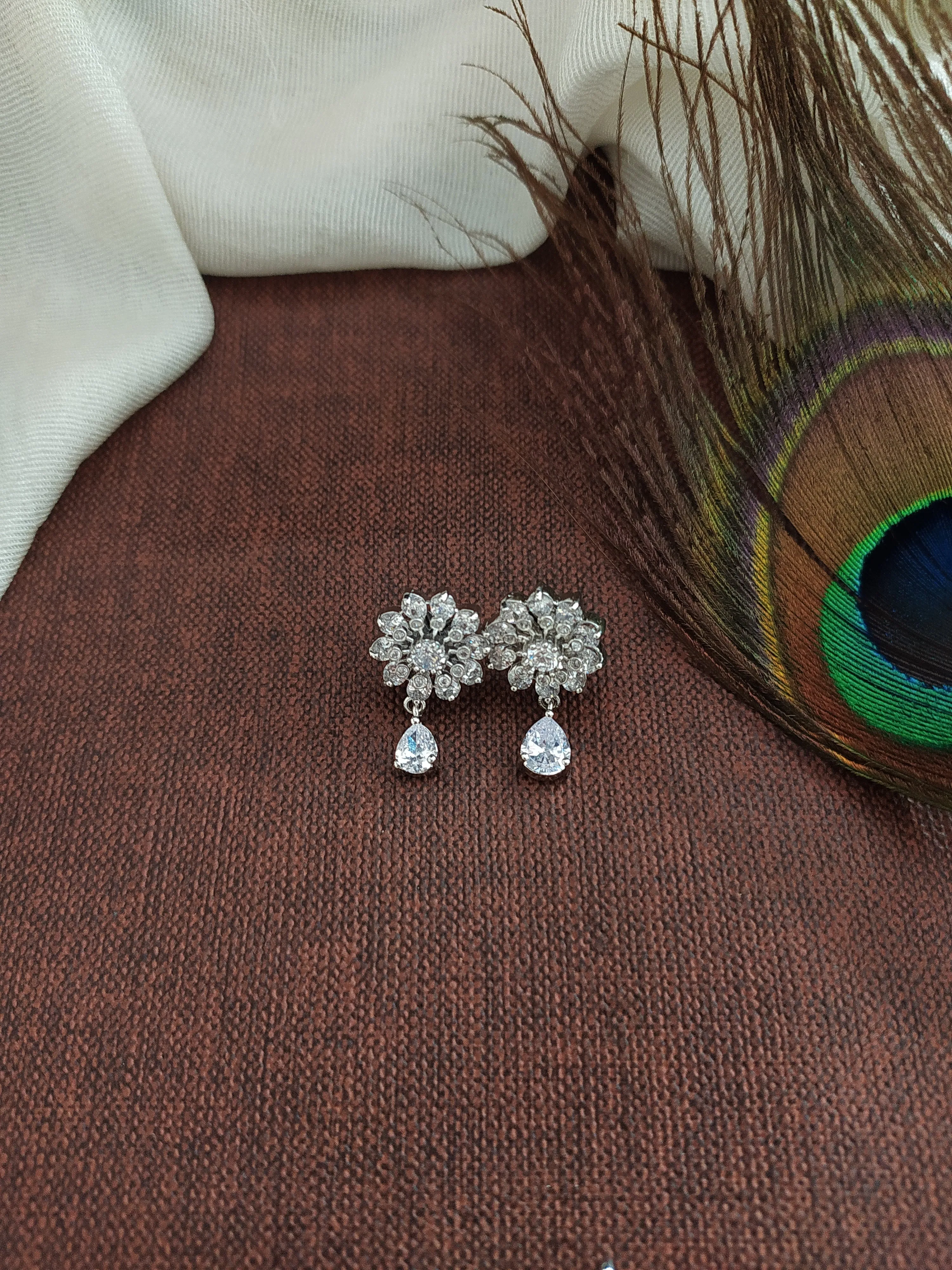 Silver (Rhodium) Finish Zircon Mangalsutra Pendant Set – Karwa Chauth Special