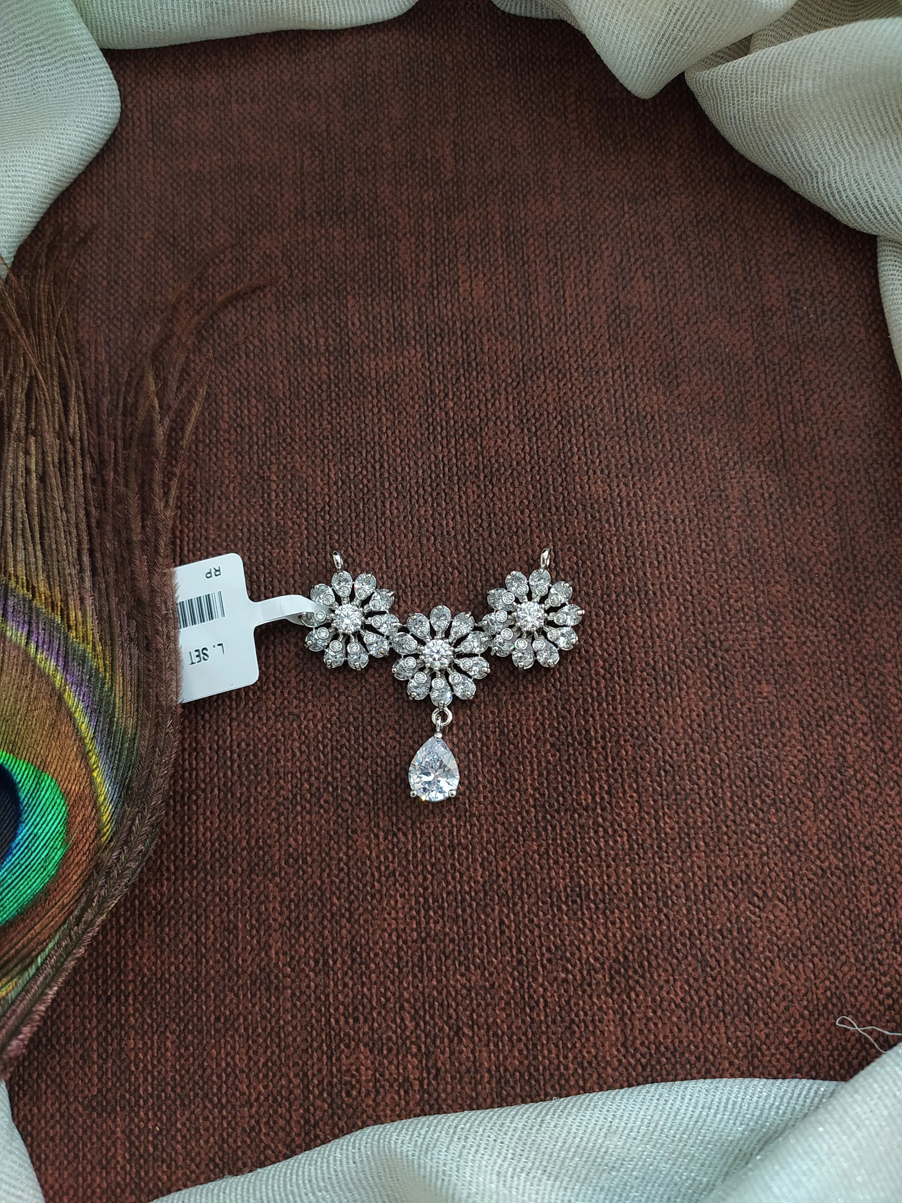 Silver (Rhodium) Finish Zircon Mangalsutra Pendant Set – Karwa Chauth Special