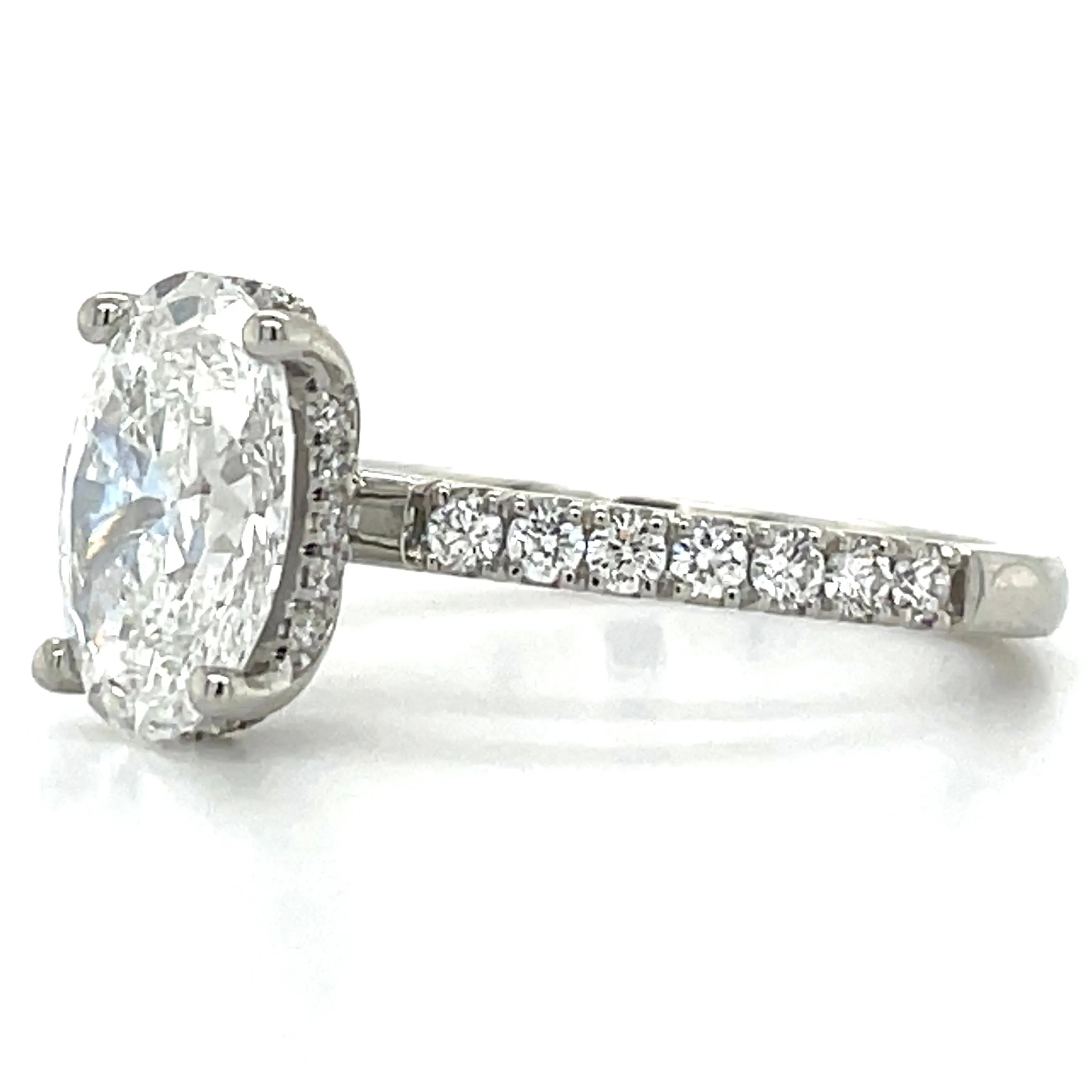Skye - Platinum 2.36ct Laboratory Grown Oval Solitaire Diamond Engagement Ring With Hidden Halo And Castle Set Shoulders
