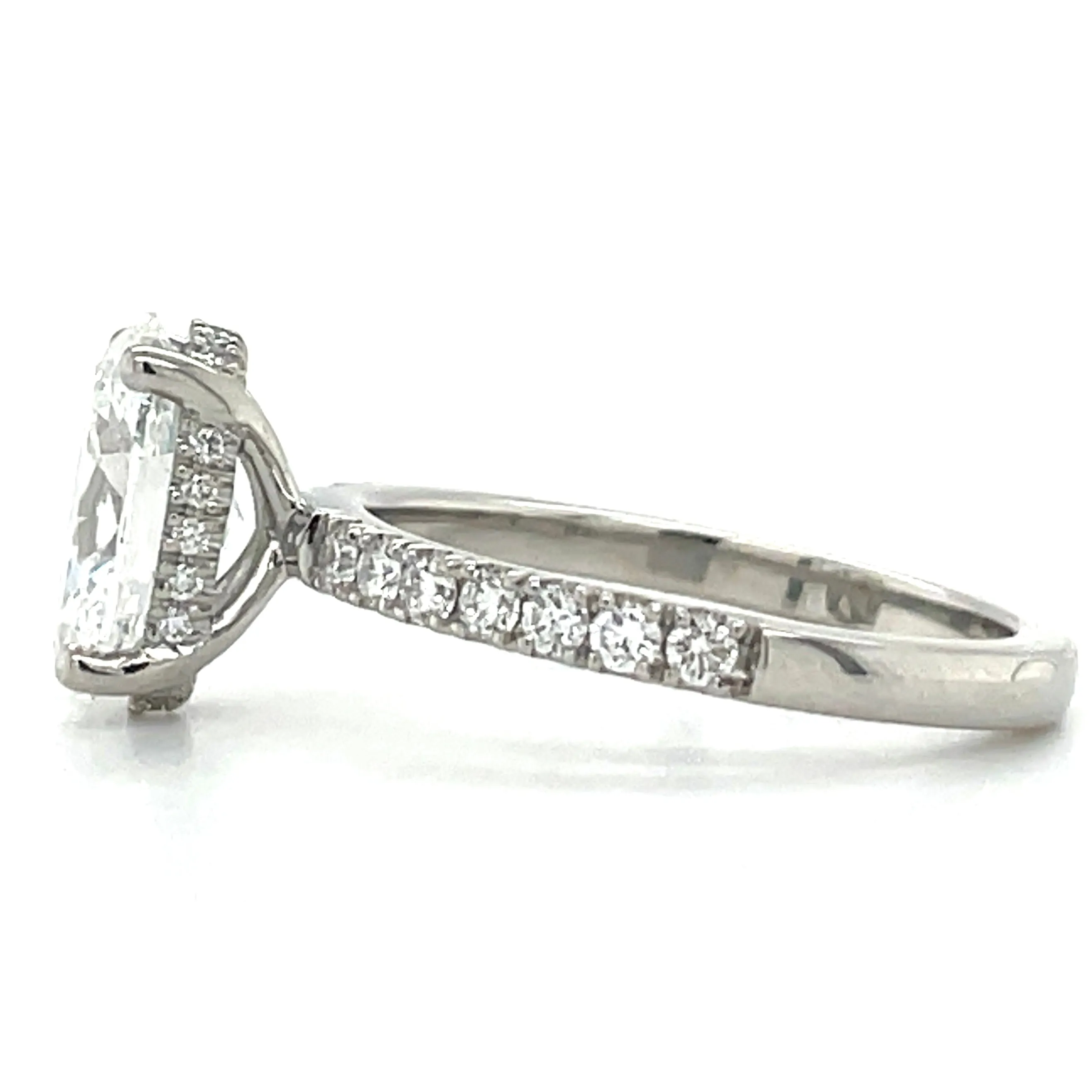 Skye - Platinum 2.36ct Laboratory Grown Oval Solitaire Diamond Engagement Ring With Hidden Halo And Castle Set Shoulders