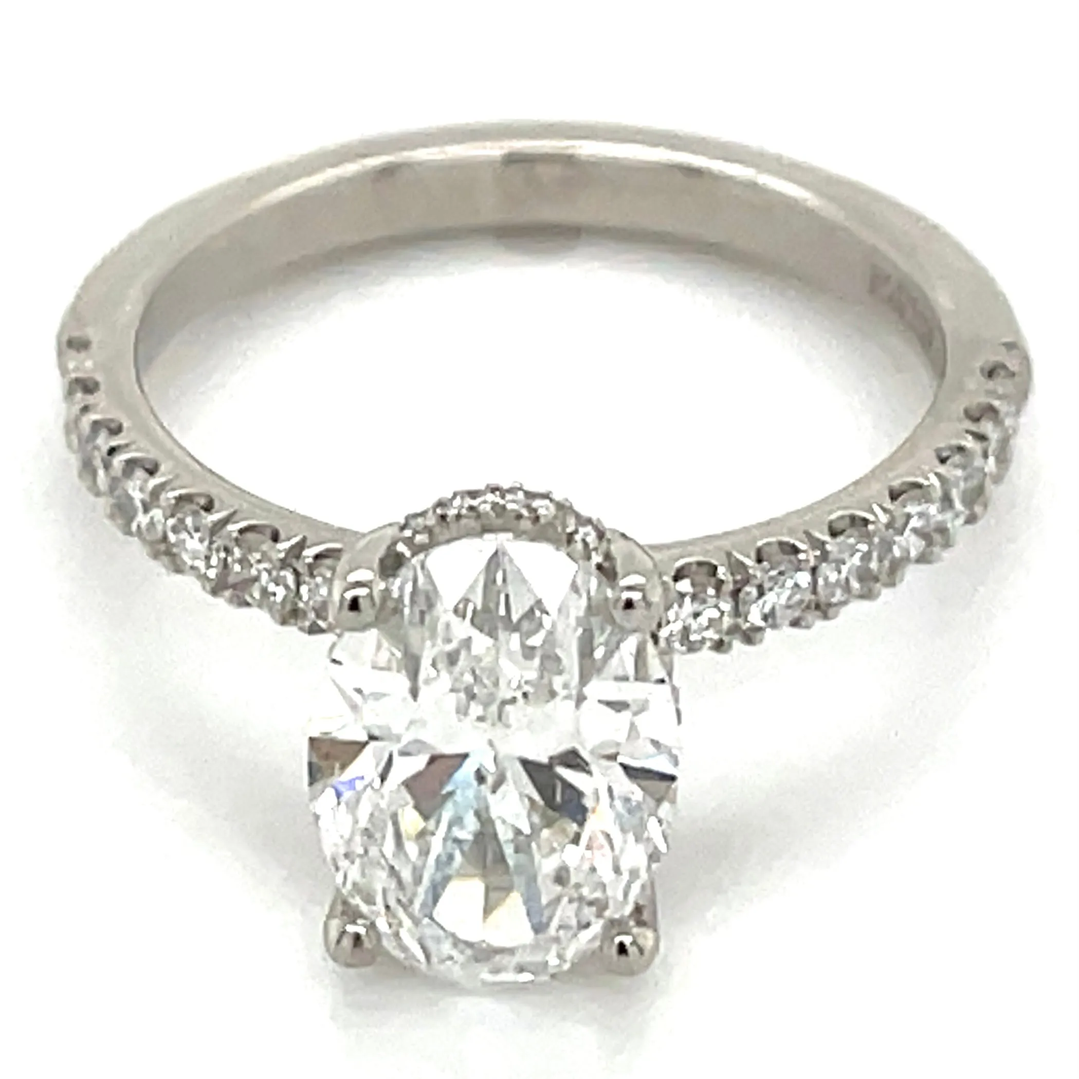 Skye - Platinum 2.36ct Laboratory Grown Oval Solitaire Diamond Engagement Ring With Hidden Halo And Castle Set Shoulders