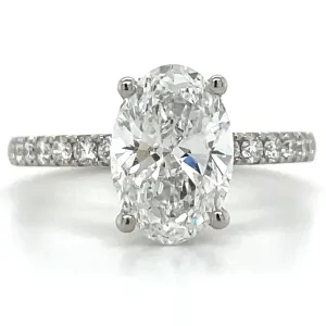 Skye - Platinum 2.36ct Laboratory Grown Oval Solitaire Diamond Engagement Ring With Hidden Halo And Castle Set Shoulders