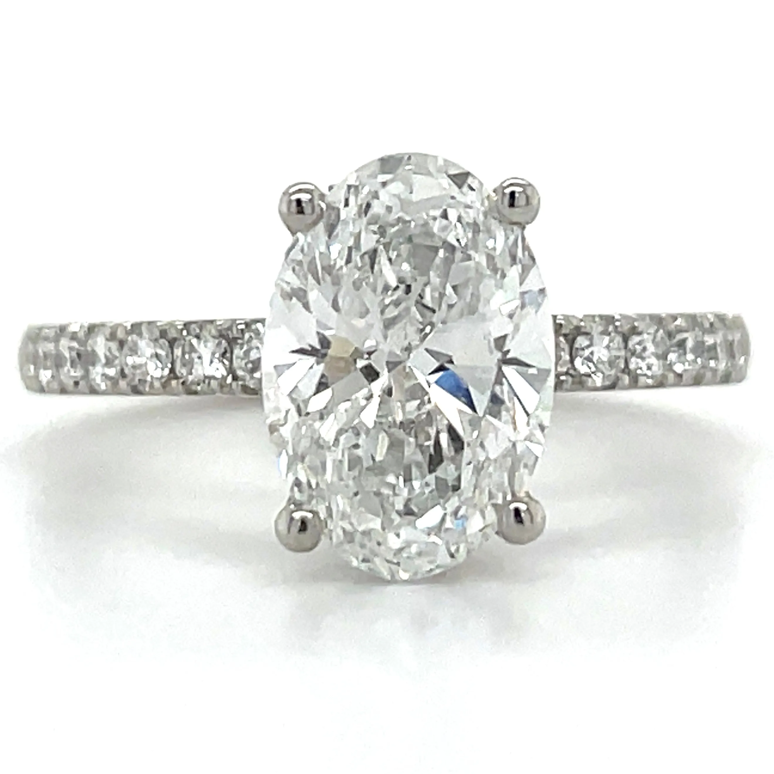 Skye - Platinum 2.36ct Laboratory Grown Oval Solitaire Diamond Engagement Ring With Hidden Halo And Castle Set Shoulders