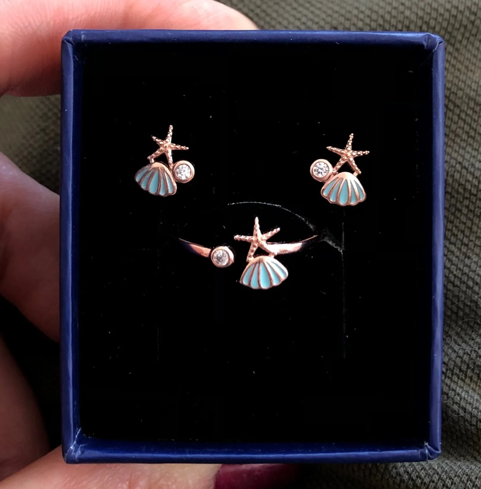 Small Sea Shell Set - Blue enamel