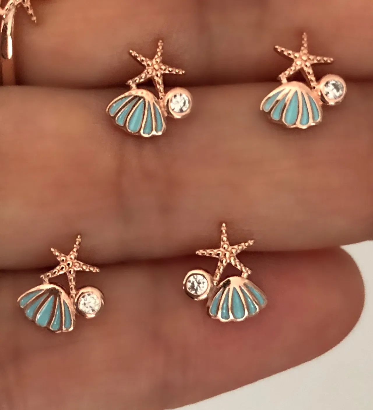 Small Sea Shell Set - Blue enamel