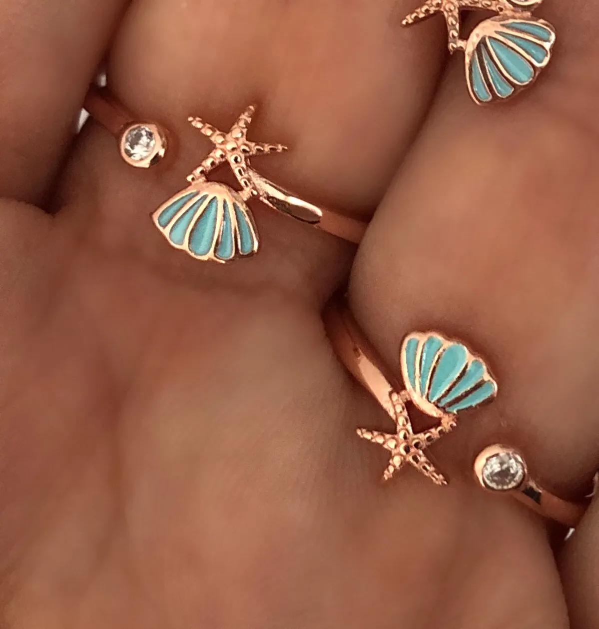 Small Sea Shell Set - Blue enamel