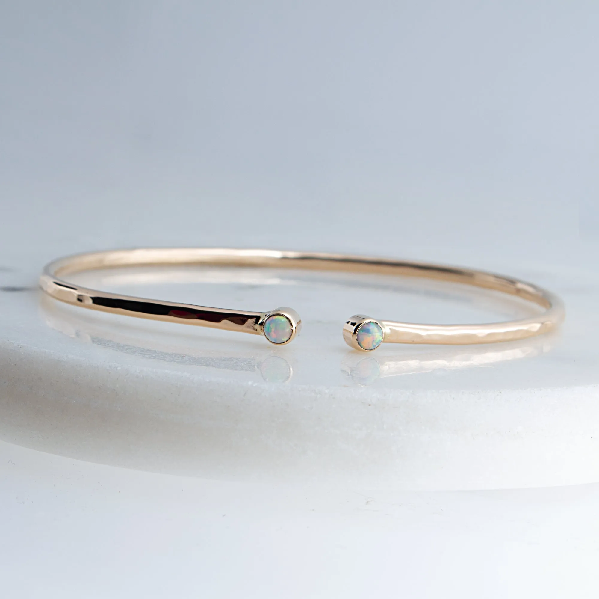 Sol and Venus Gold Open Cuff Bracelet with Opal