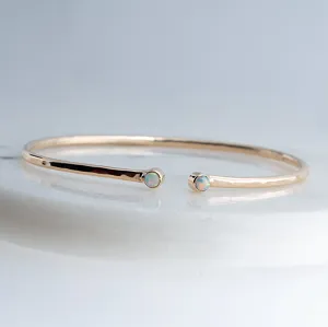Sol and Venus Gold Open Cuff Bracelet with Opal