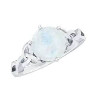 Solitaire Moonstone Celtic Engagement Ring in 6 Prong Setting