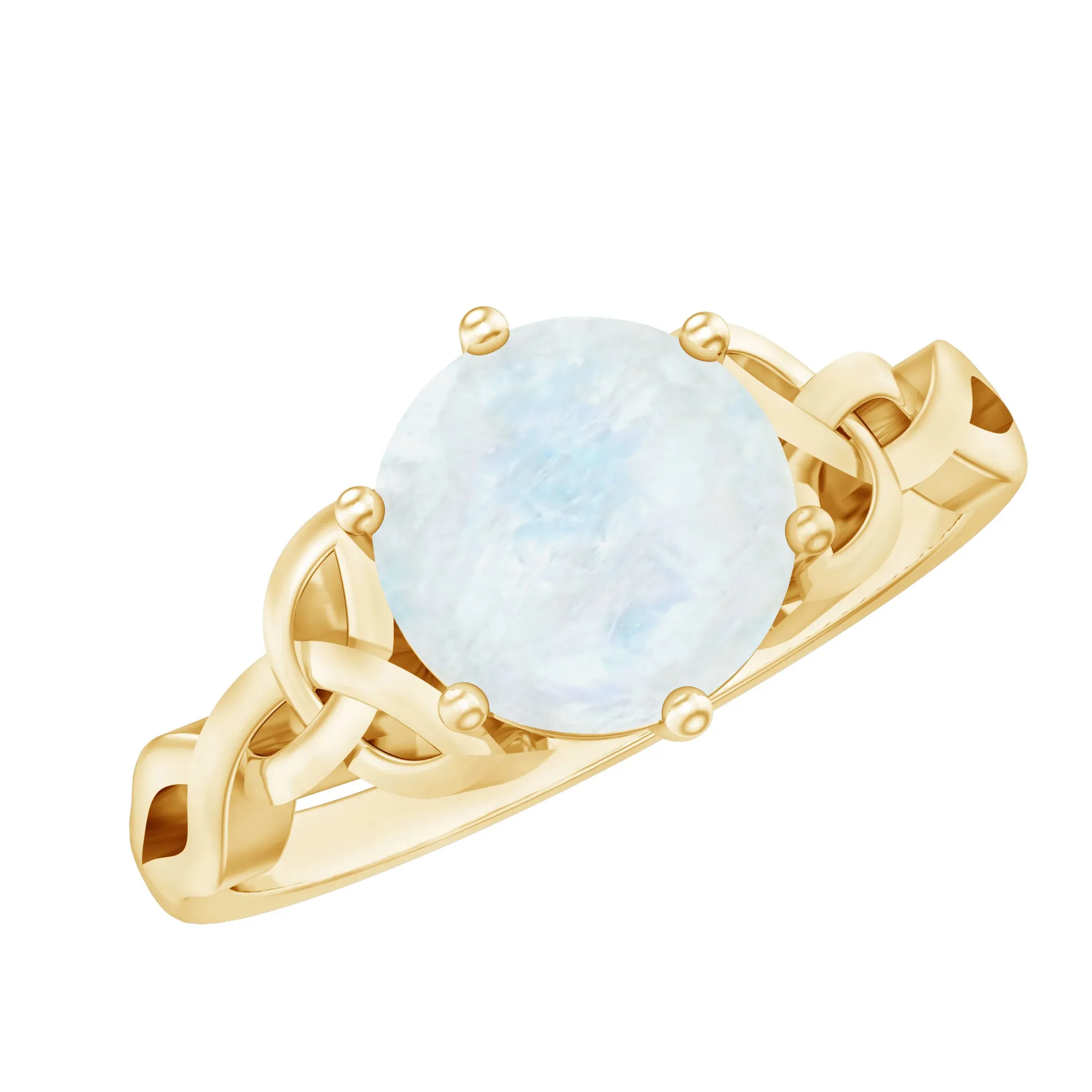 Solitaire Moonstone Celtic Engagement Ring in 6 Prong Setting