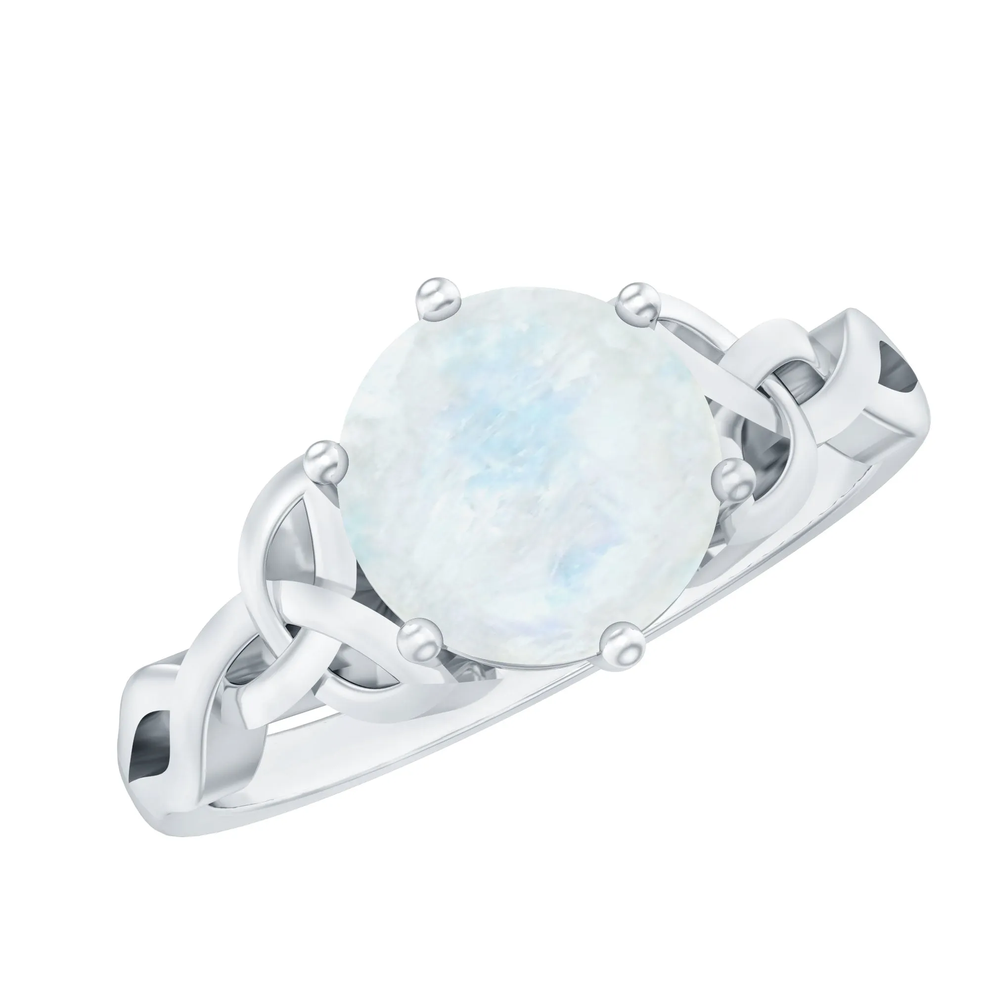 Solitaire Moonstone Celtic Engagement Ring in 6 Prong Setting